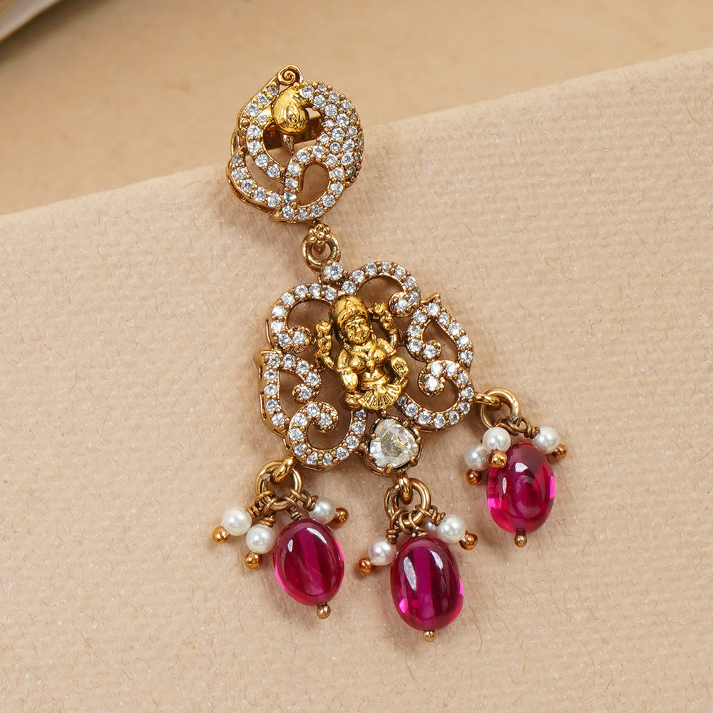 Antique Lakshmi design temple earrings