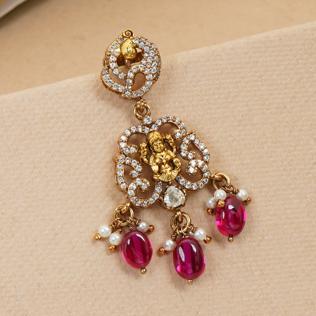 Antique Lakshmi design temple earrings