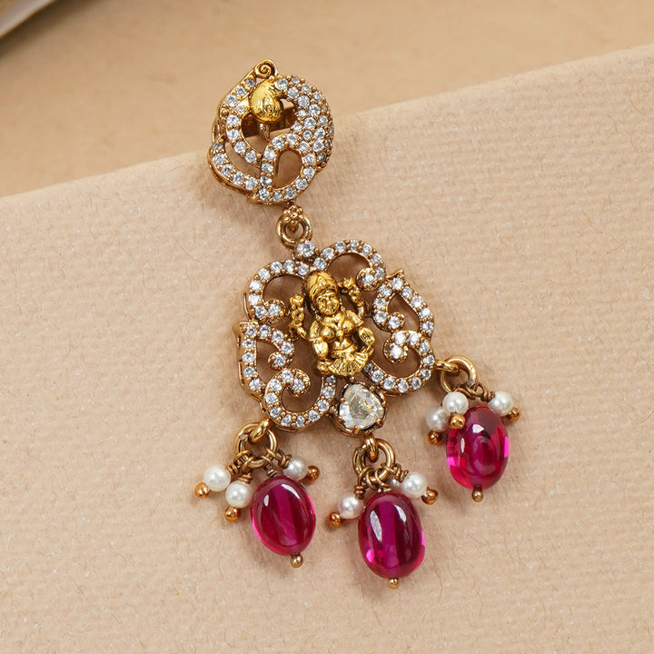 Antique Lakshmi design temple earrings