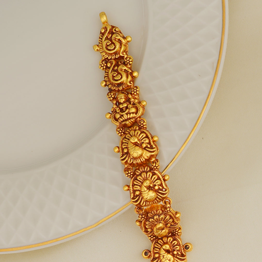 Antique Lakshmi haram in gold-plated silver