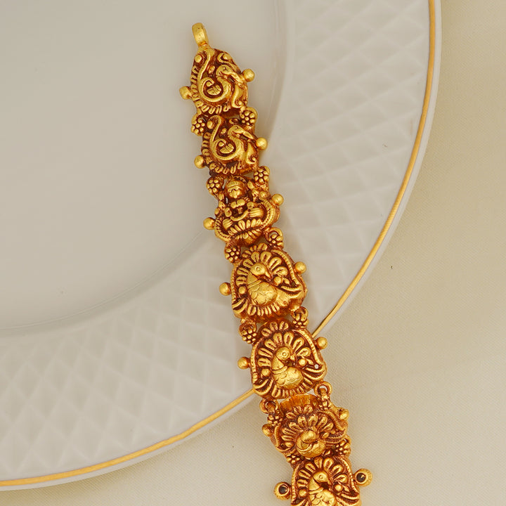 Antique Lakshmi haram in gold-plated silver