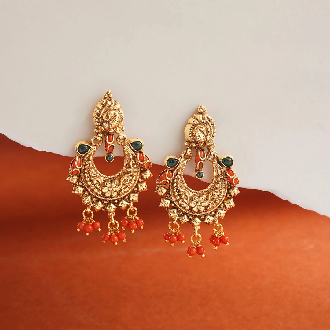 Antique Peacock Earrings Ishna