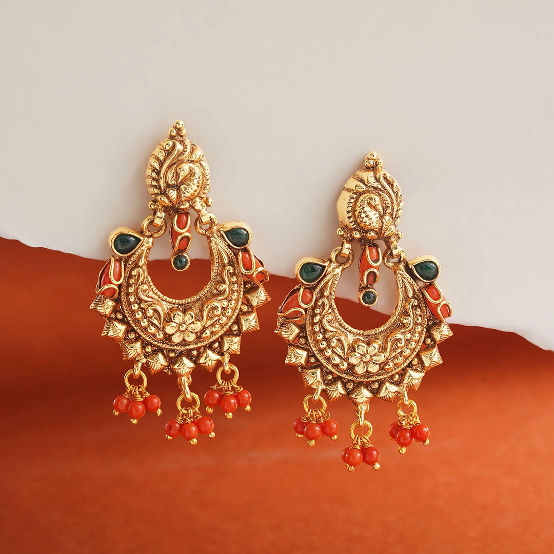 Antique Peacock Motif Earrings Ishna