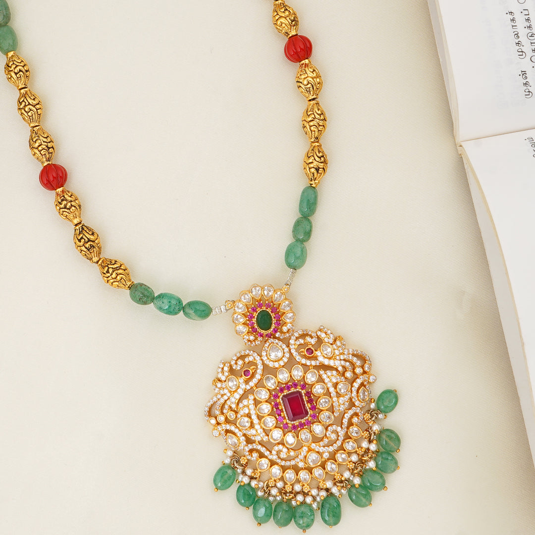 Antique Ruby Pendant Long Necklace