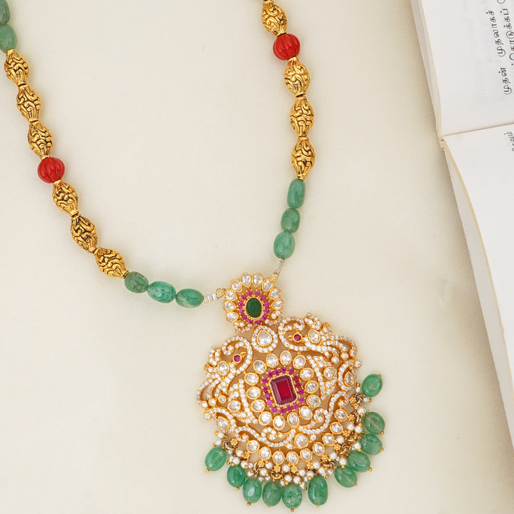 Antique Ruby Pendant Long Necklace