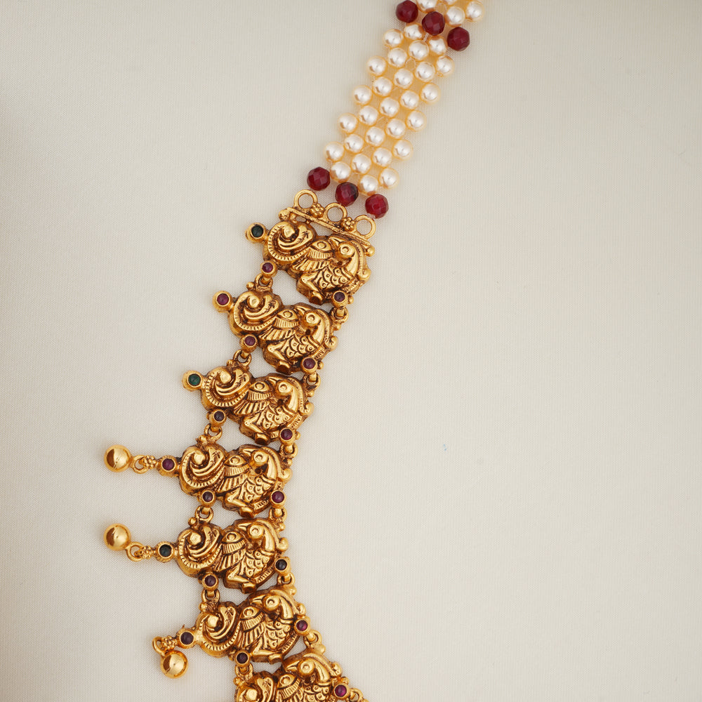 Antique Temple Haram Necklace with Lakshmi