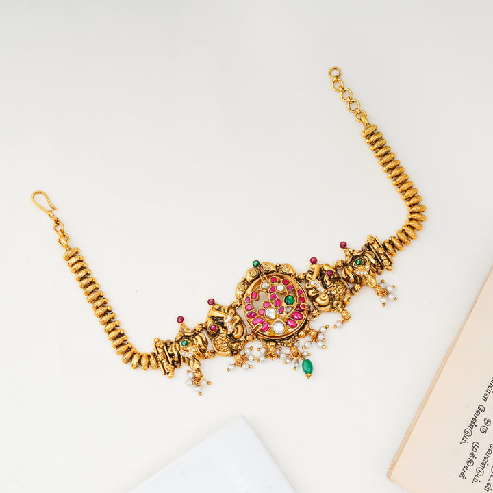 Antique annam choker with ruby and emerald stones