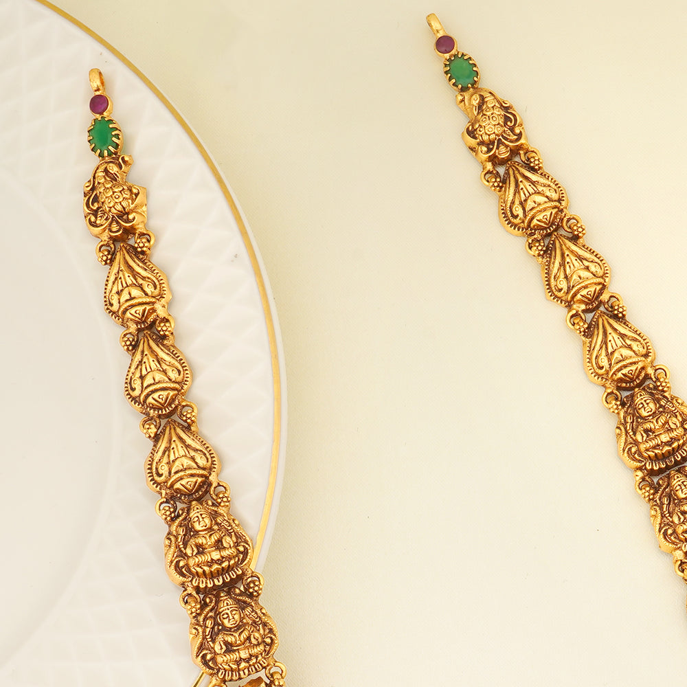 Antique bridal necklace with goddess Lakshmi pendant