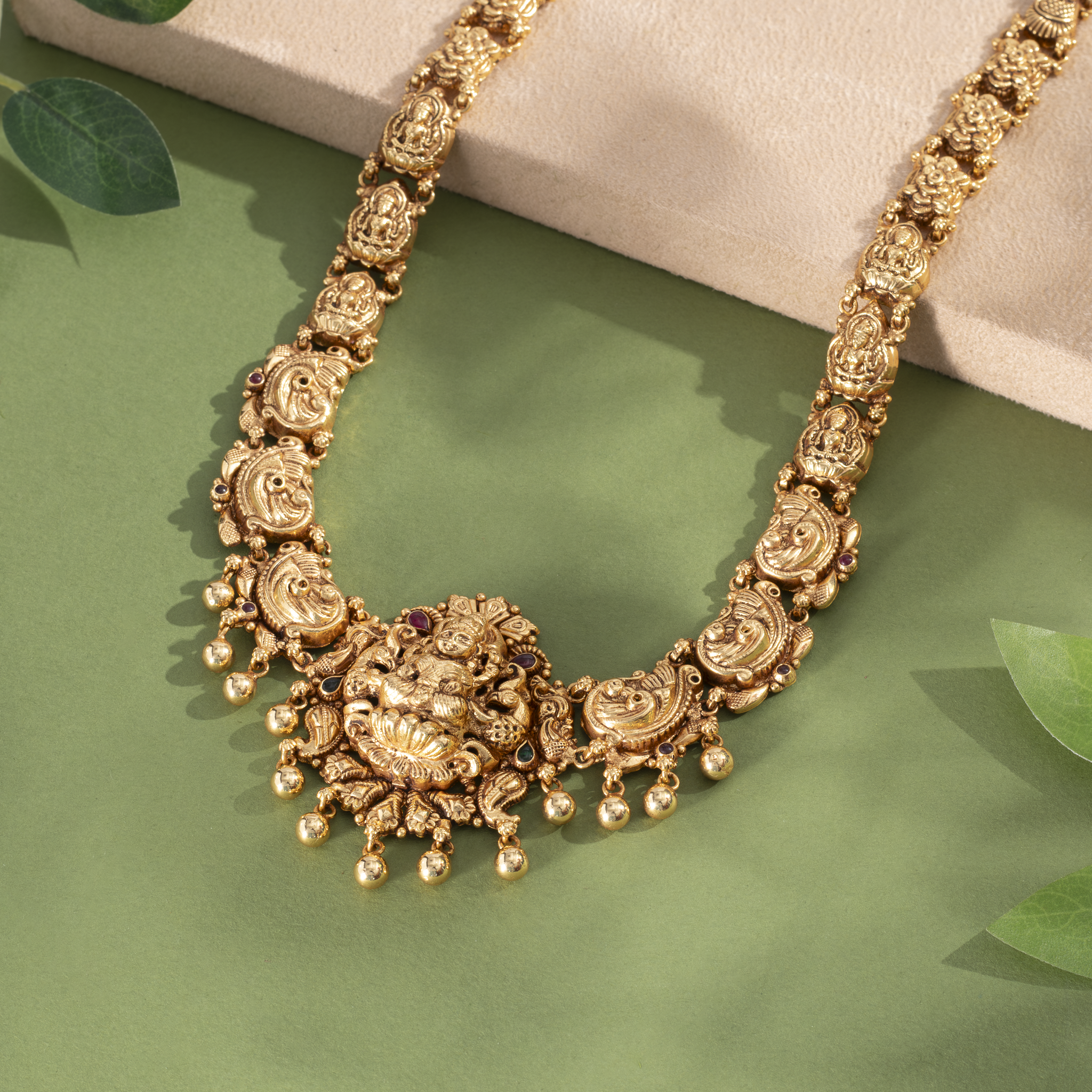 Antique finish South Indian temple necklace