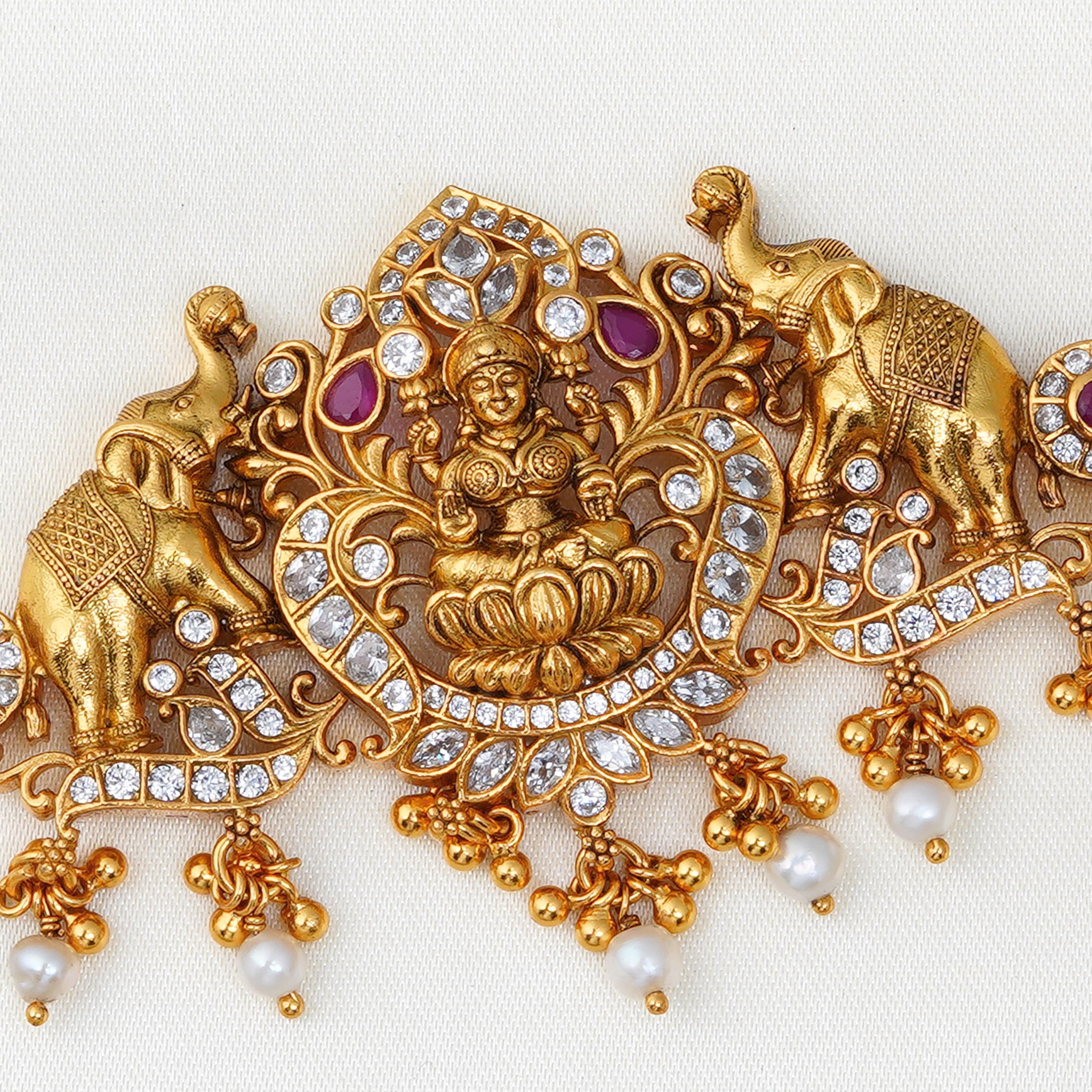 Antique gold-plated Lakshmi temple choker