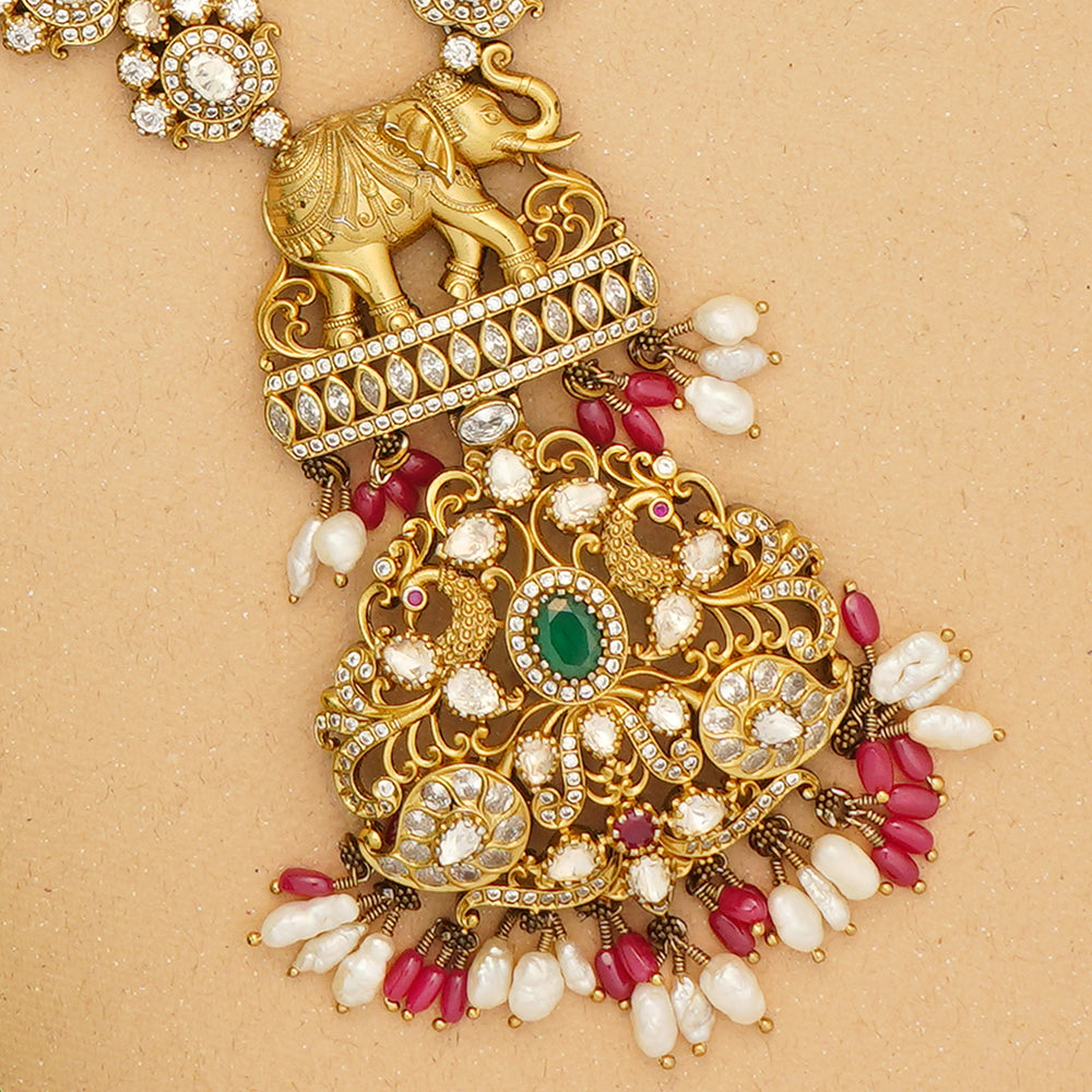 Antique gold plated silver temple necklace