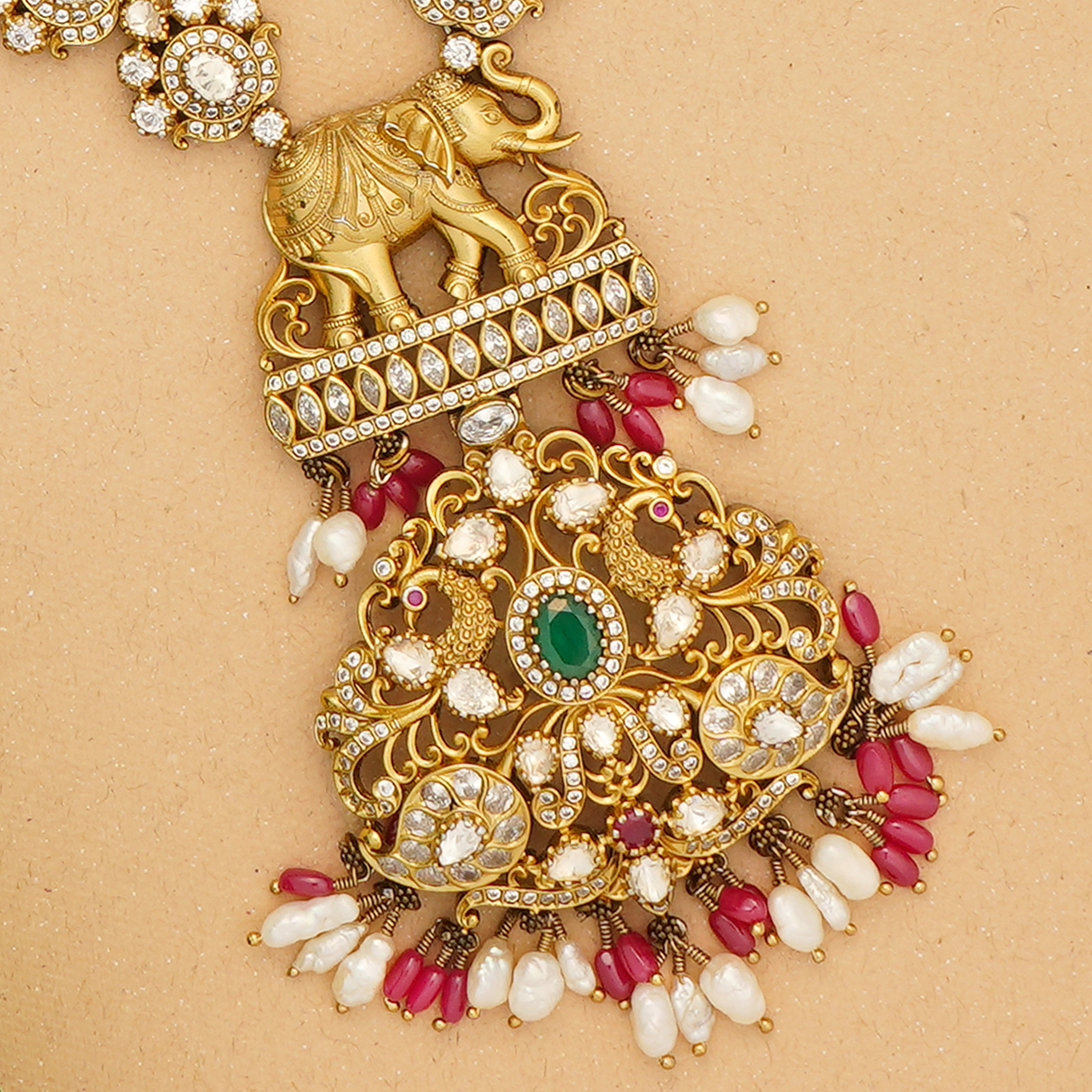 Antique gold plated silver temple necklace