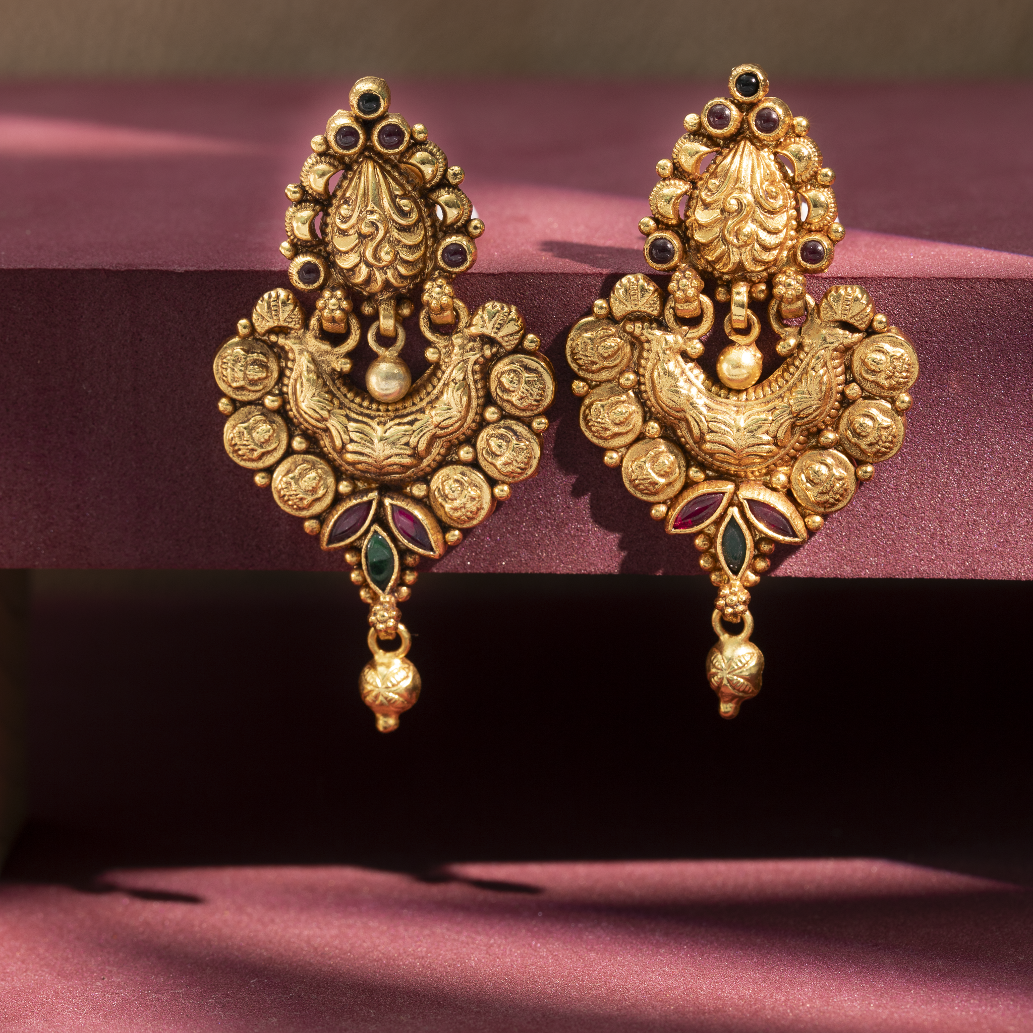 Antique gold plated temple earrings