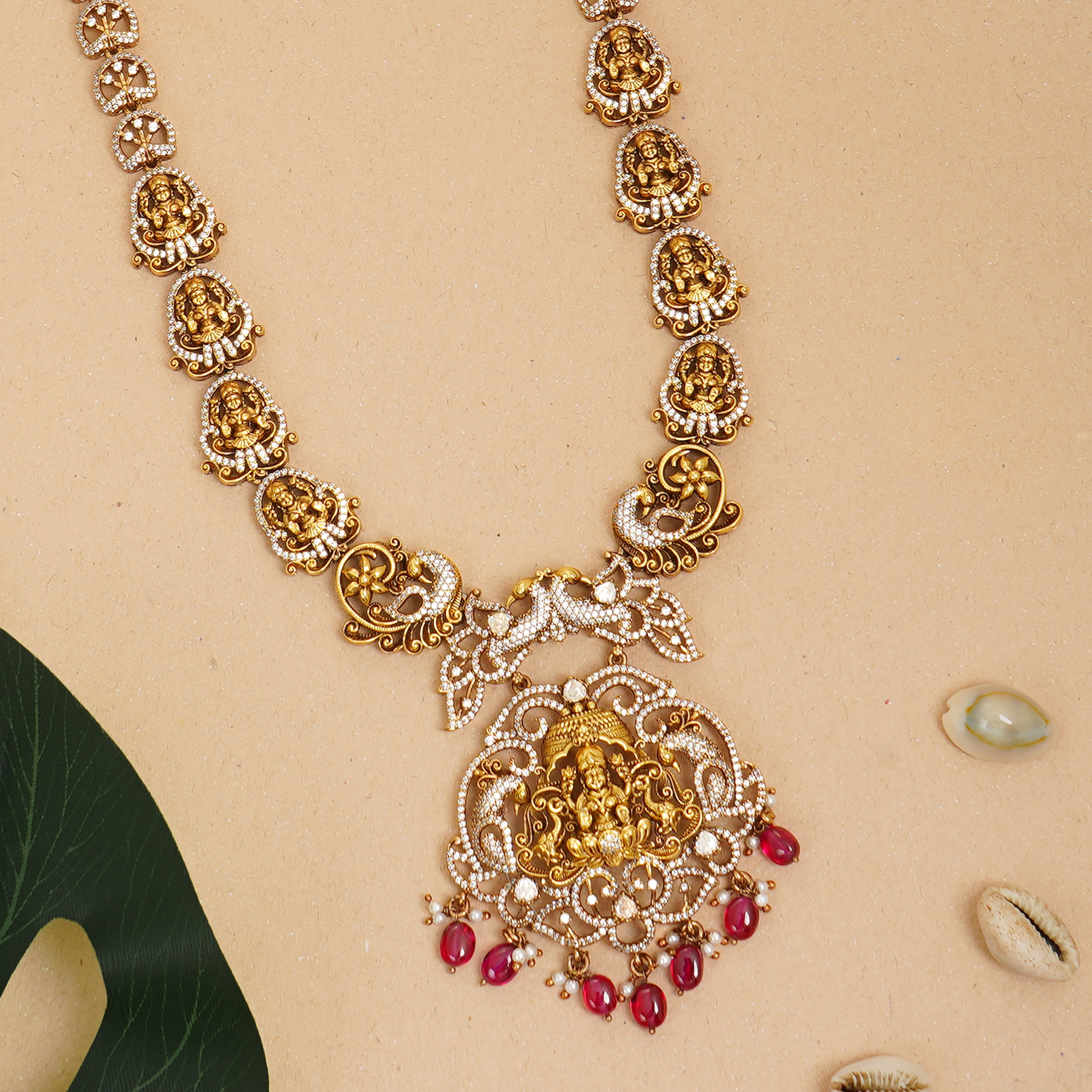 Antique gold plated temple necklace