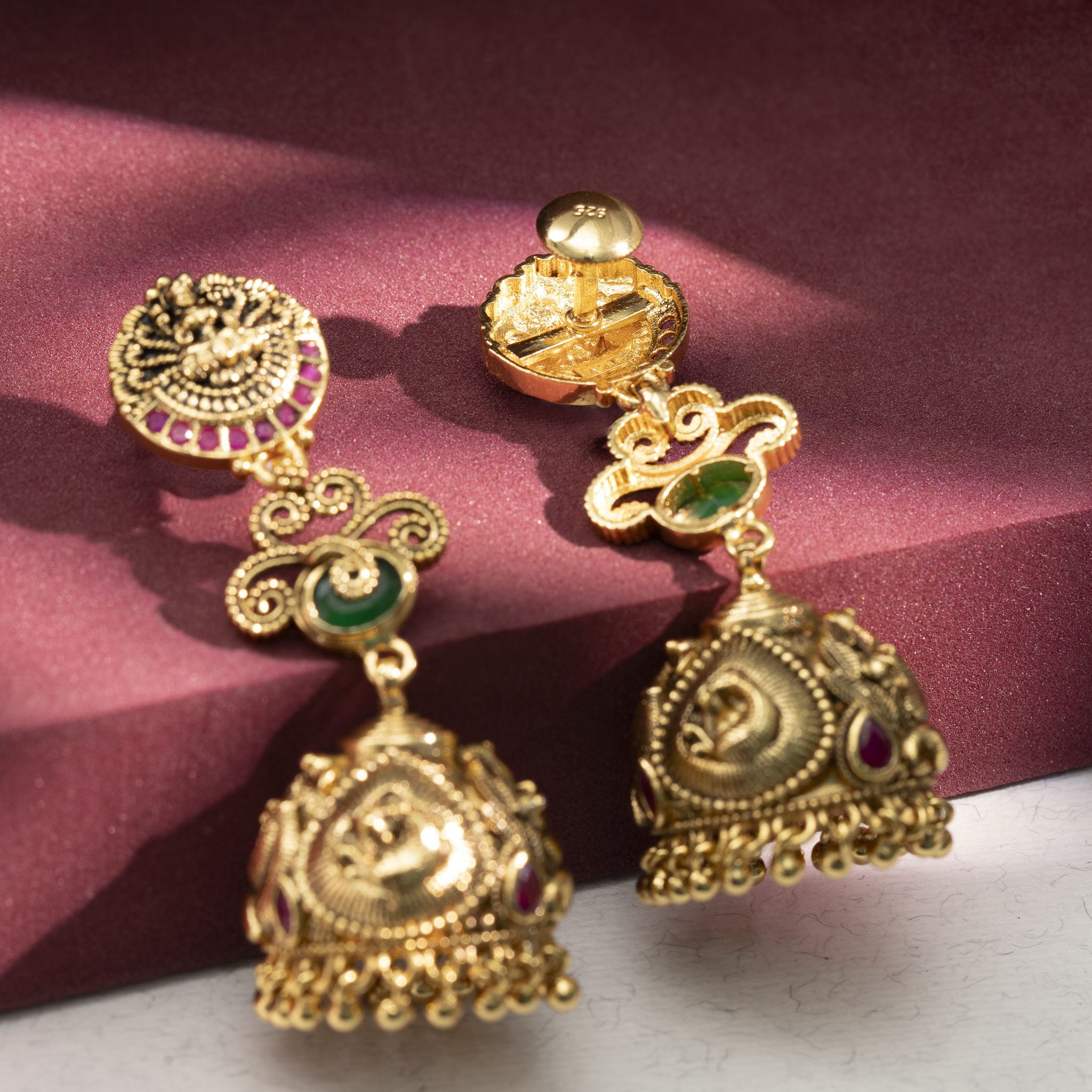 Antique temple jewellery jhumkas