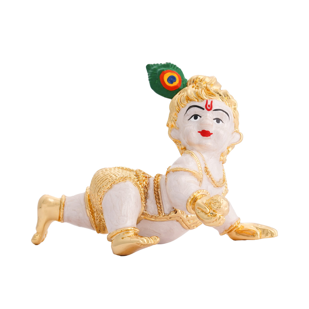 Baby Krishna Silver Plated 24KT Gold Foil Idol