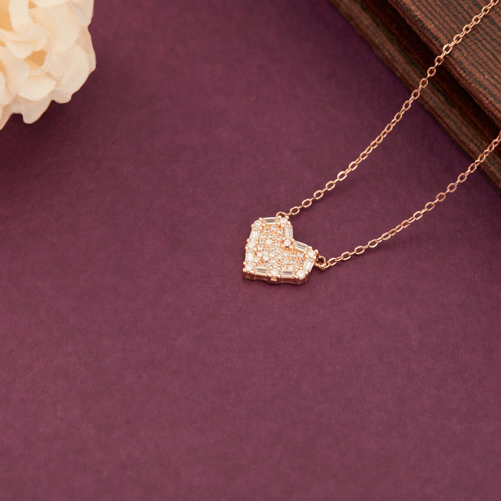 Baguette Heart Pendant Chain Ishna