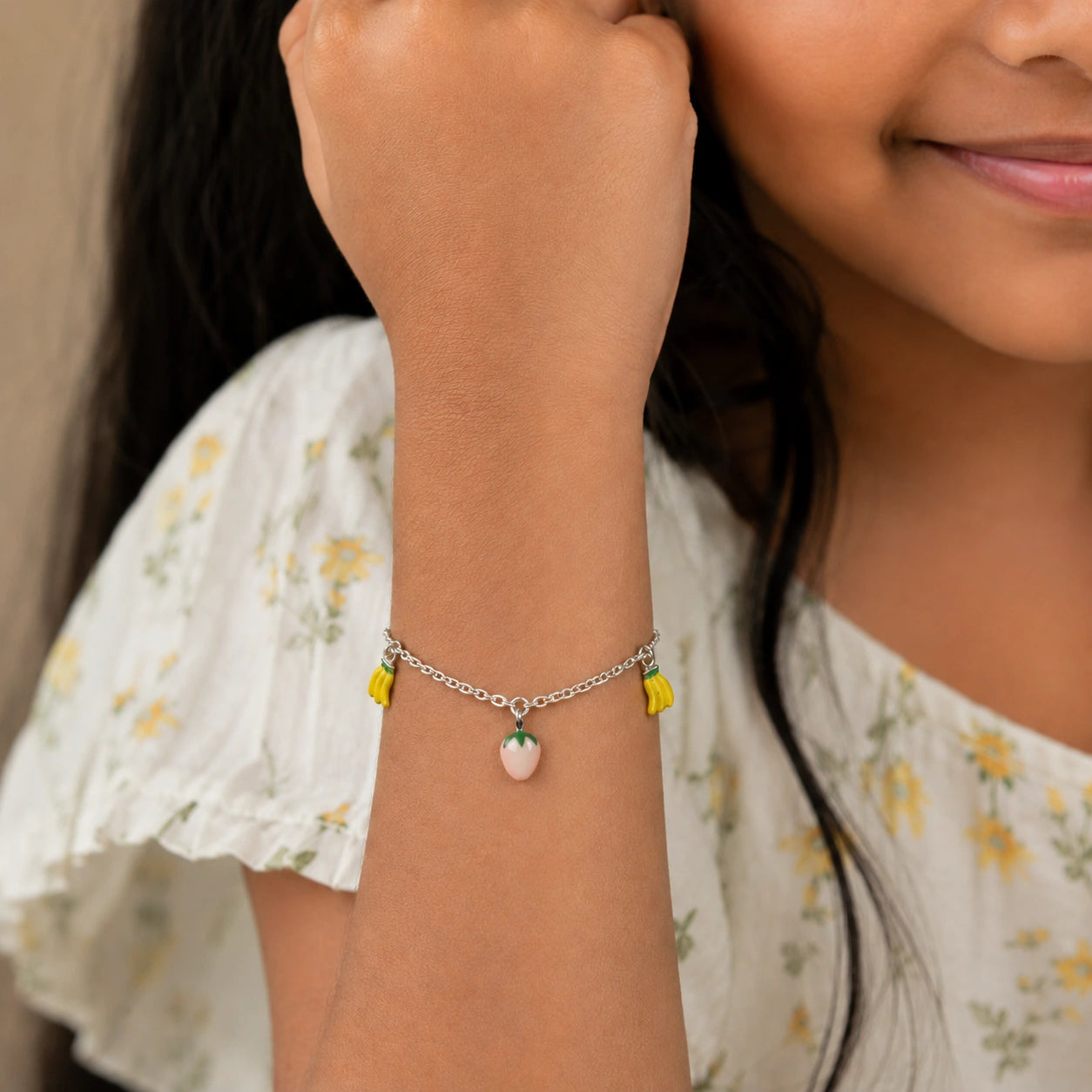 Banana Charm Bracelet in Sterling Silver Ishna