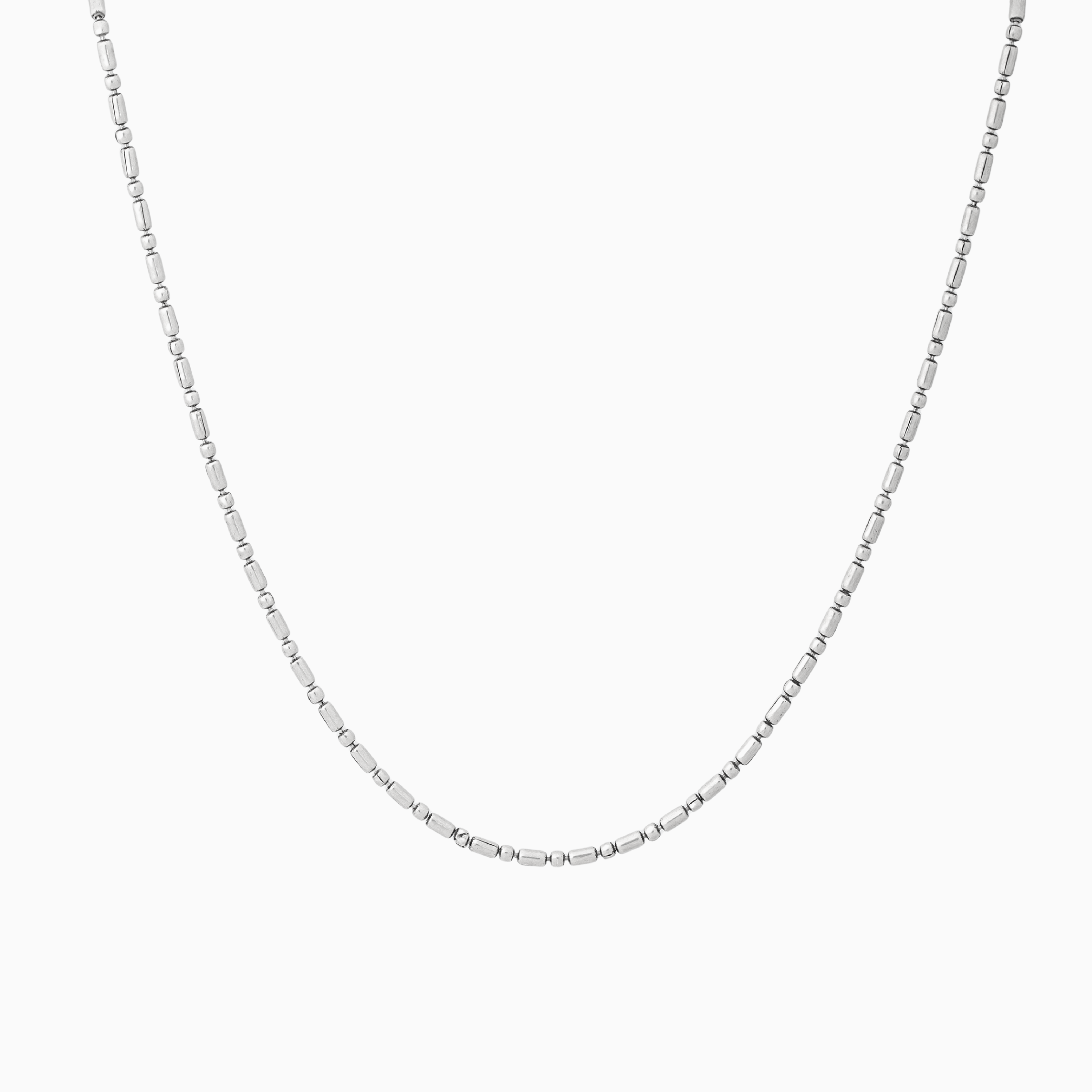 Barrel bead sterling silver chain