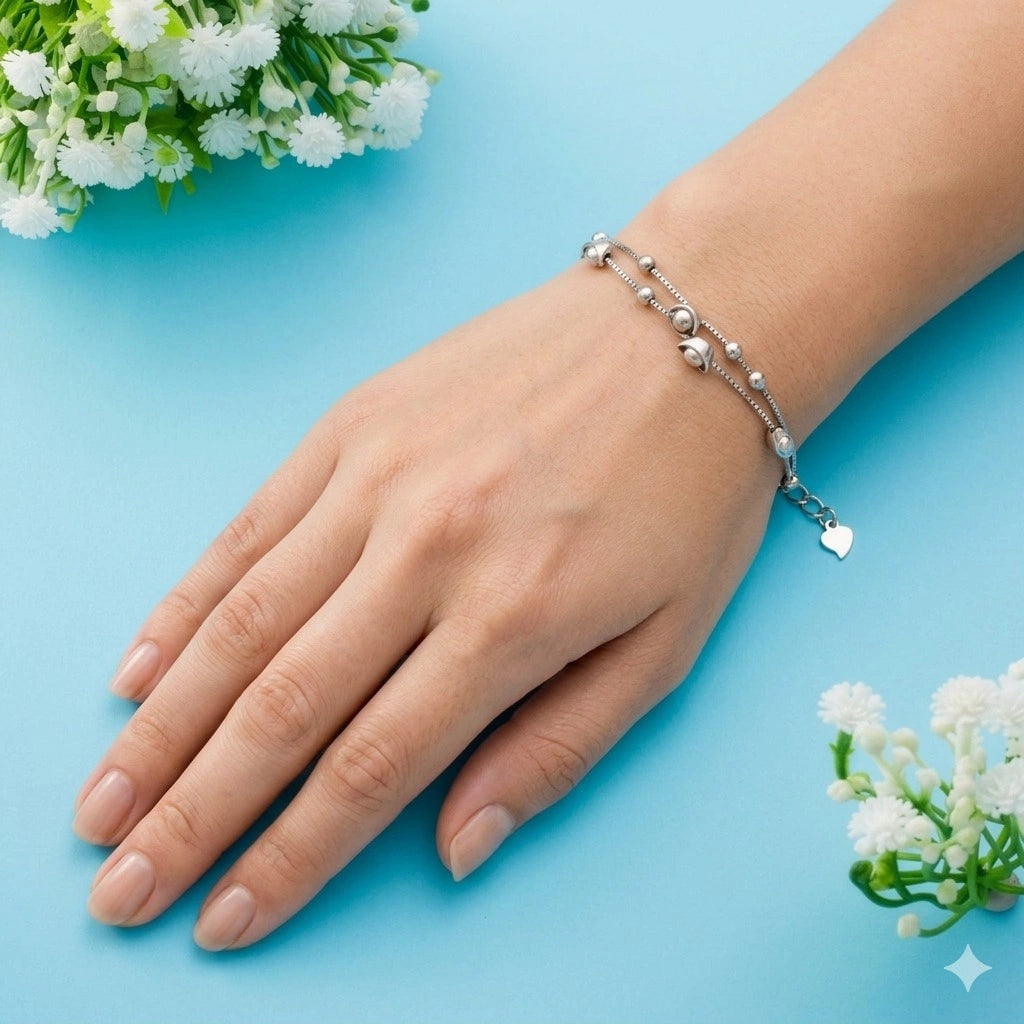Bead Charm Bracelet in Sterling Silver Ishna