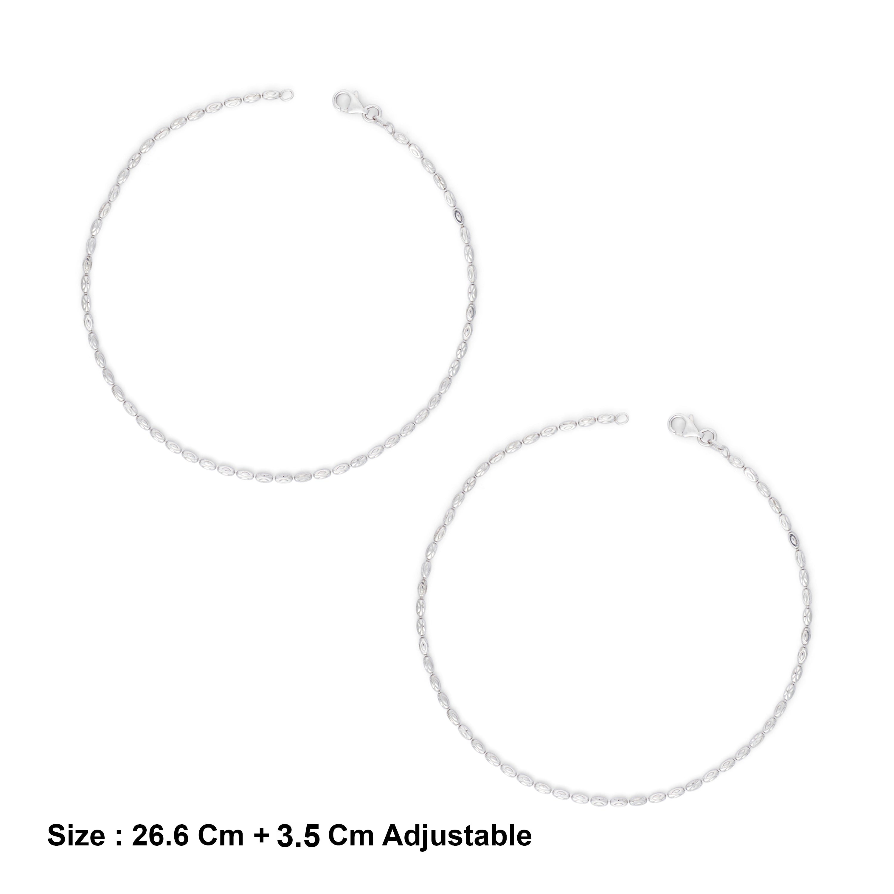 Beaded Oval Anklet in Sterling Silver Ishna