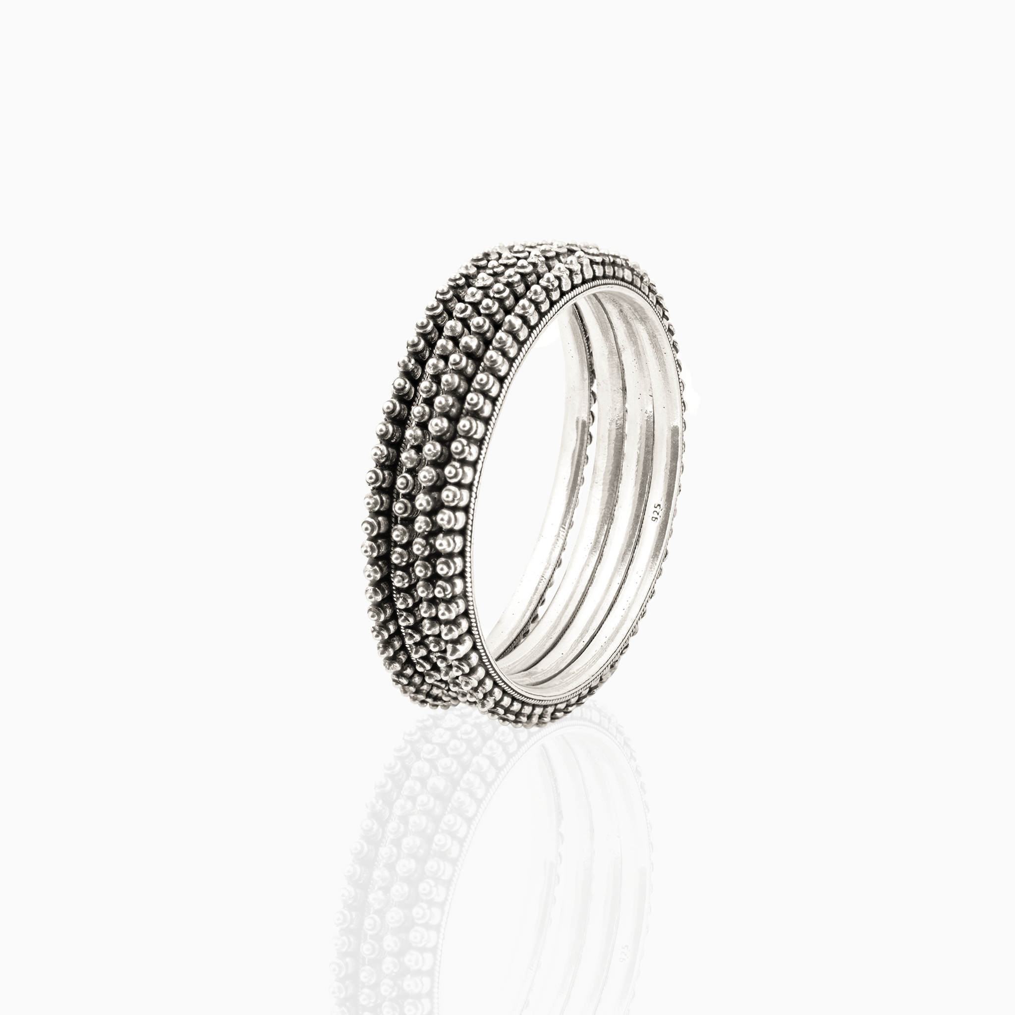 Beaded silver bangles