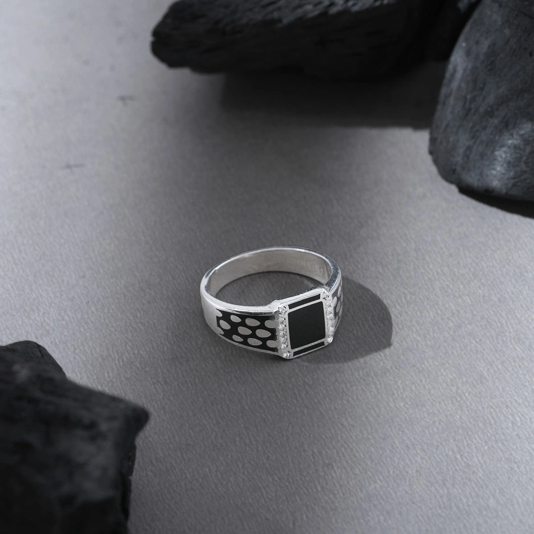 Black Sterling Silver Signet Ring Ishna