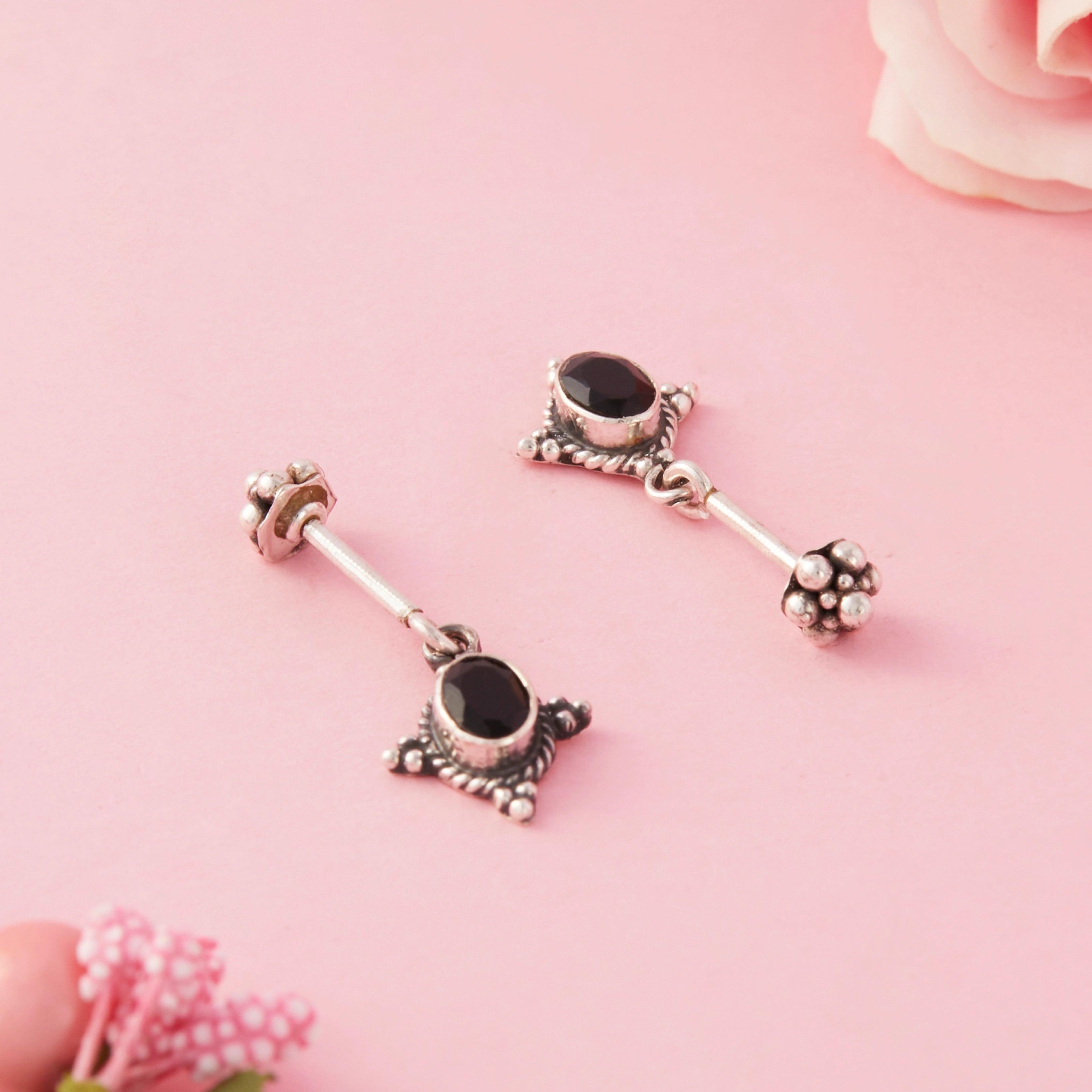 Black Stone Earrings Ishna