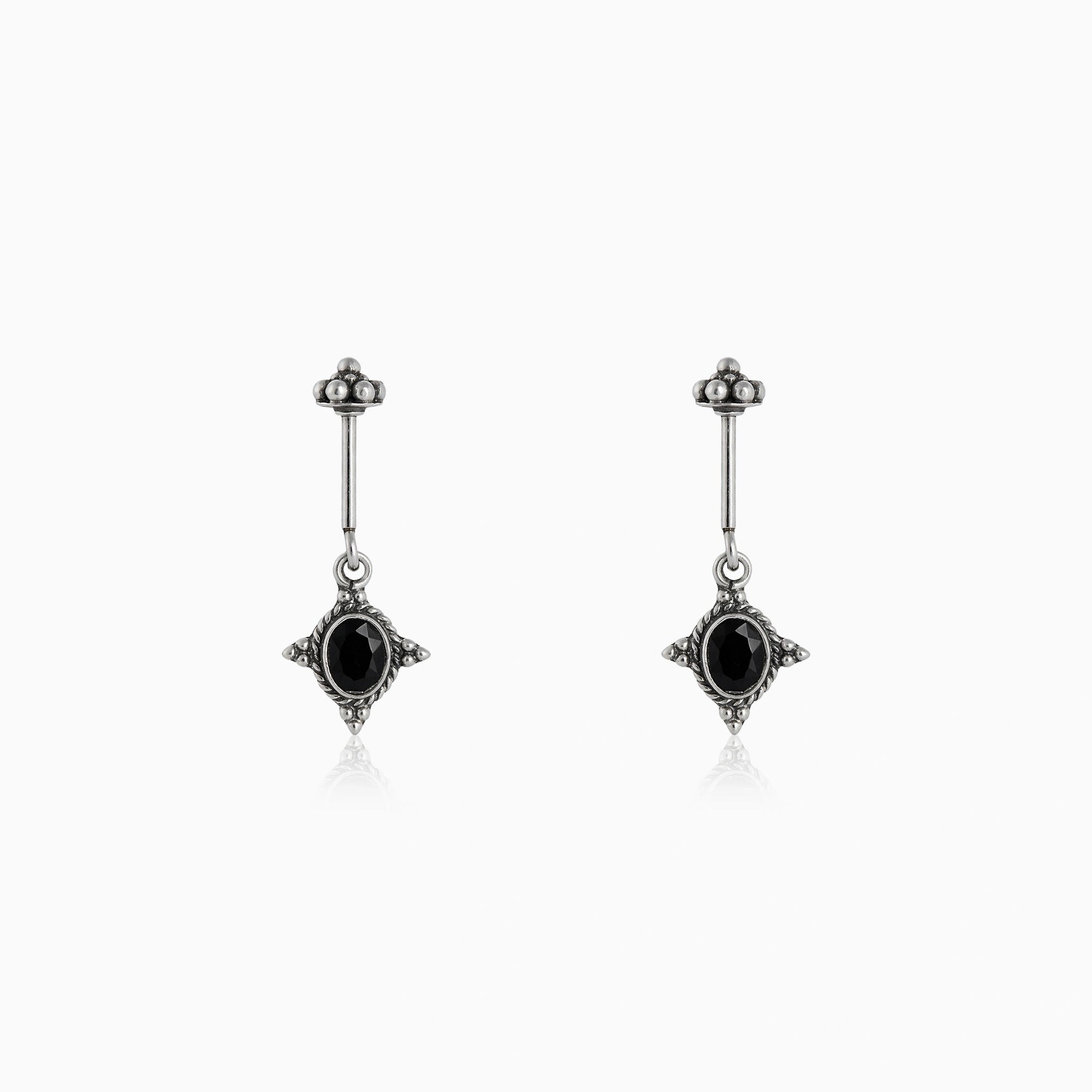 Black Stone Koppu Earrings Ishna