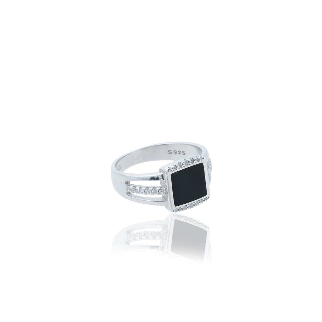  Black Stone Square Ring Ishna