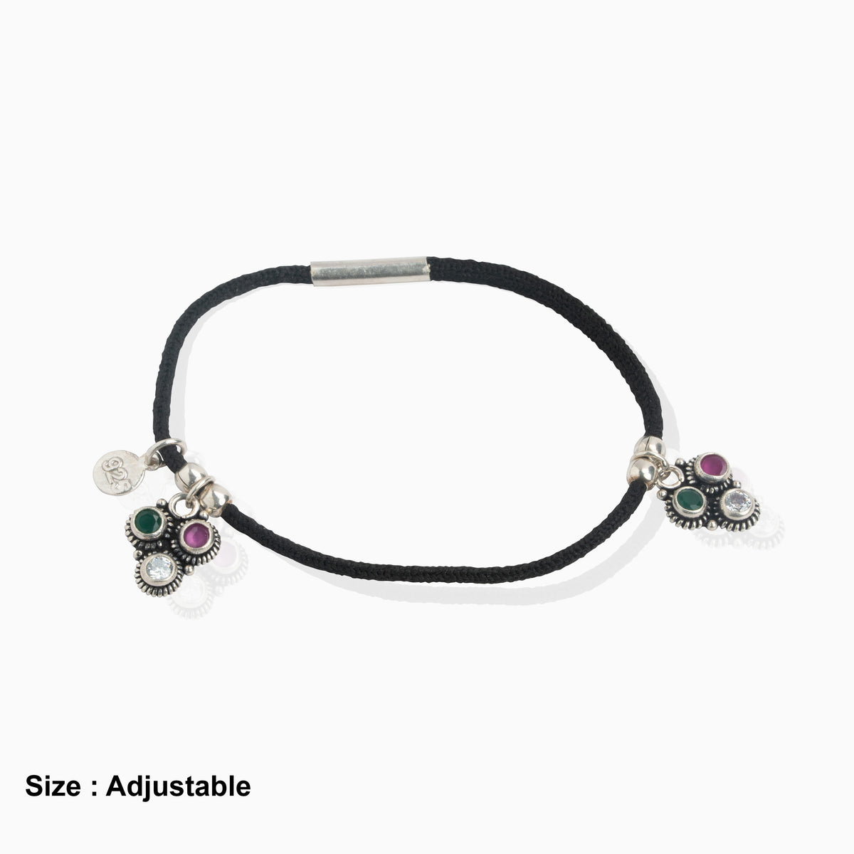 Black Thread Band Anklet in 925 Sterling Silver Ishna