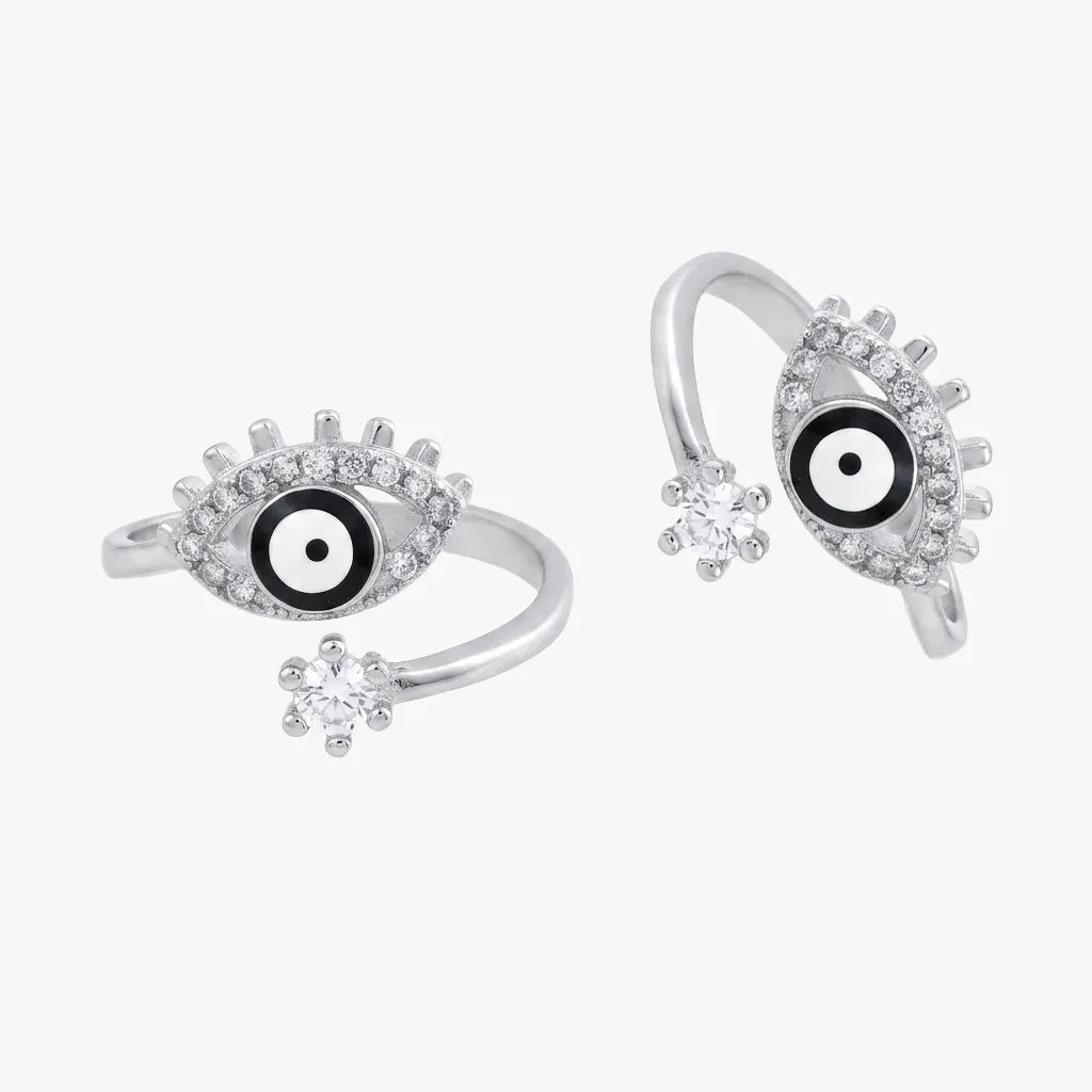 Black eye motif sterling silver toe ring