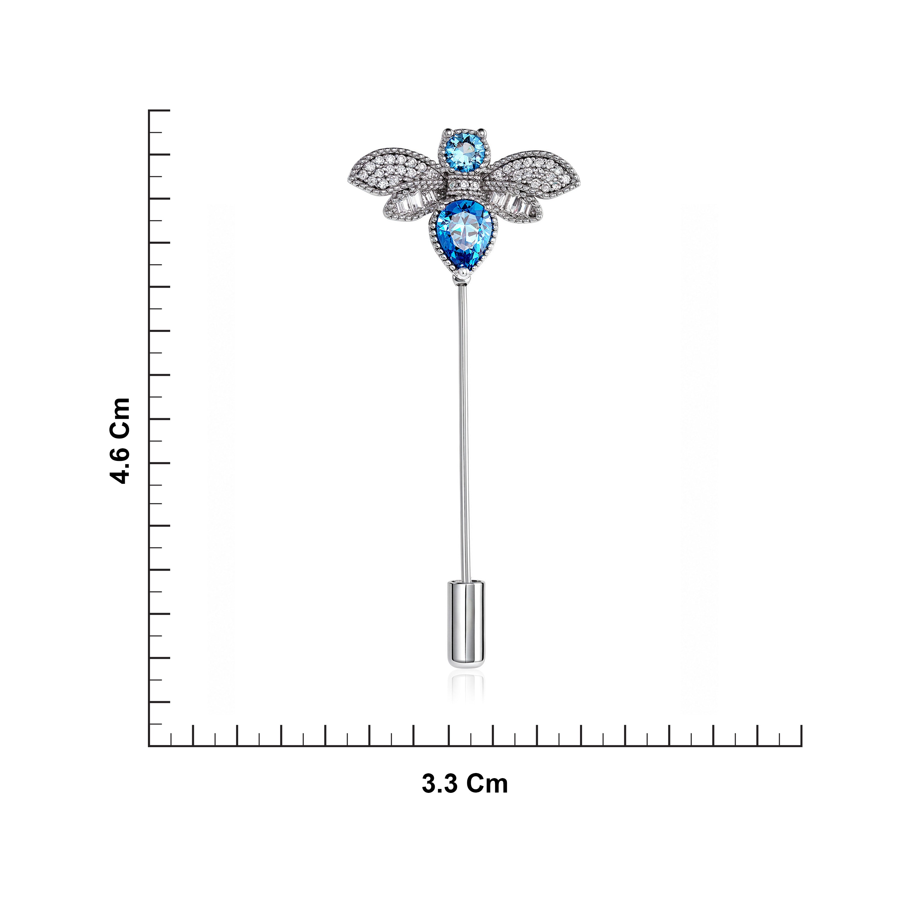 Blue Bee Brooch in Sterling Silver Ishna