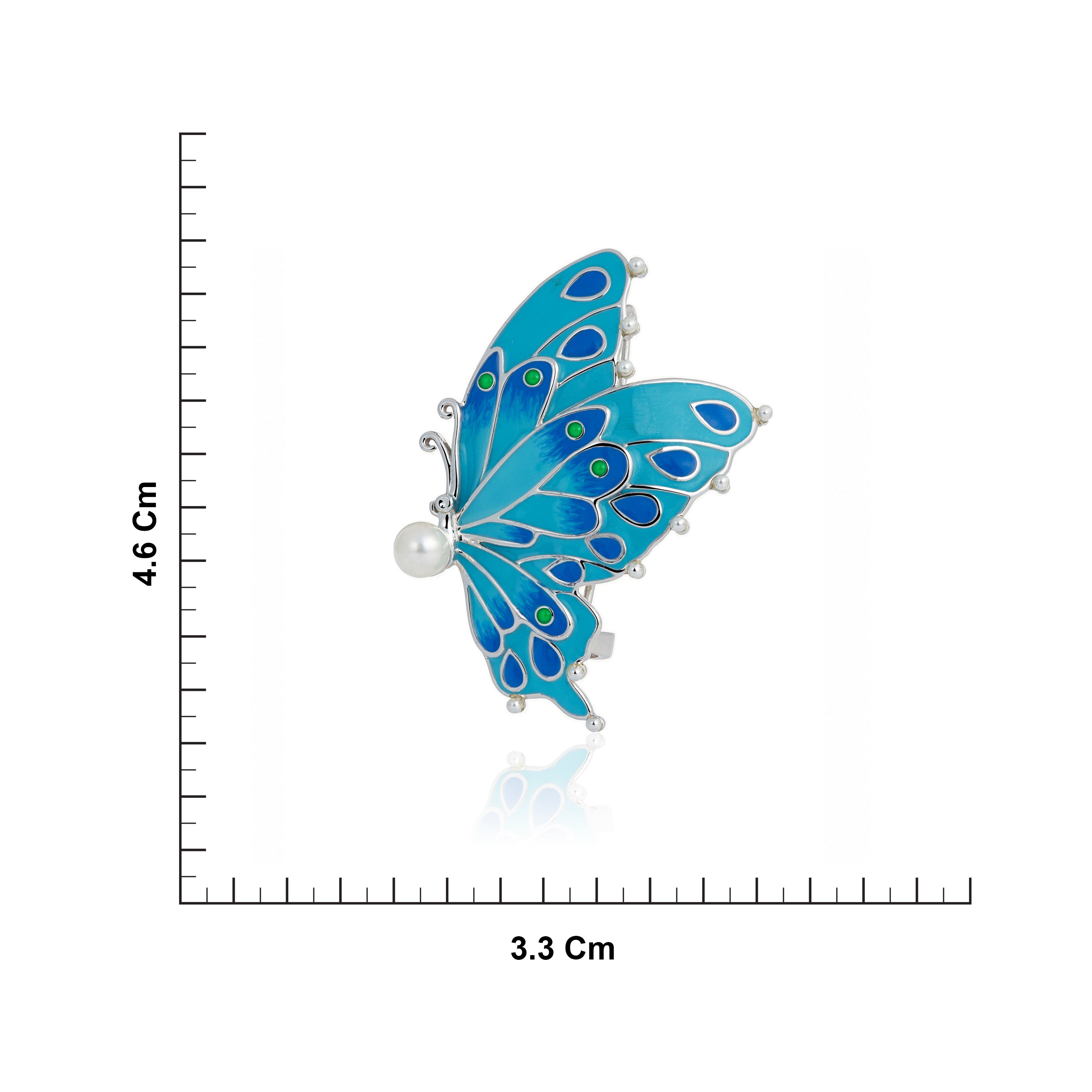 Blue Butterfly Brooch in Silver Ishna