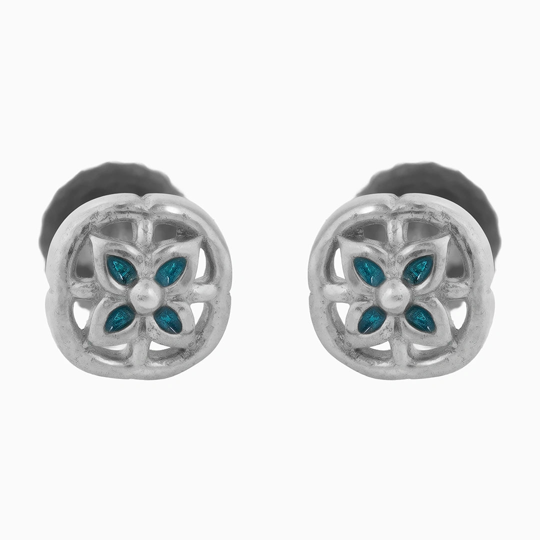 Blue CZ Flower Earrings Ishna