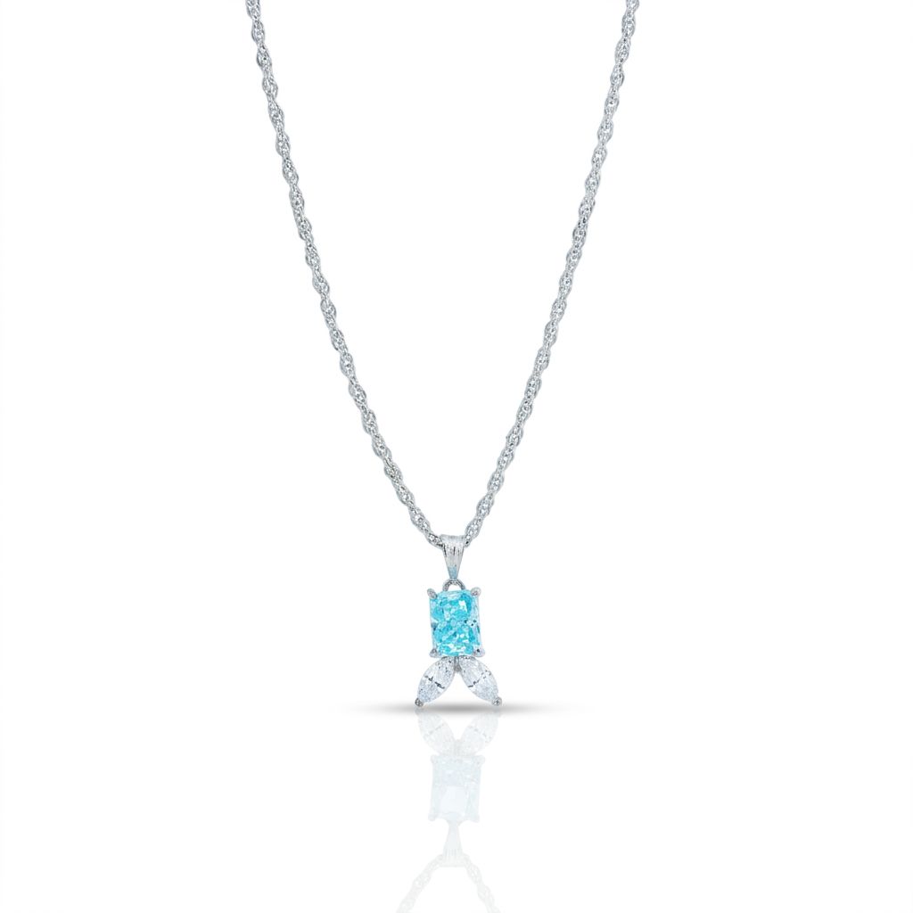Blue CZ Marquise Stone Pendant Chain Ishna