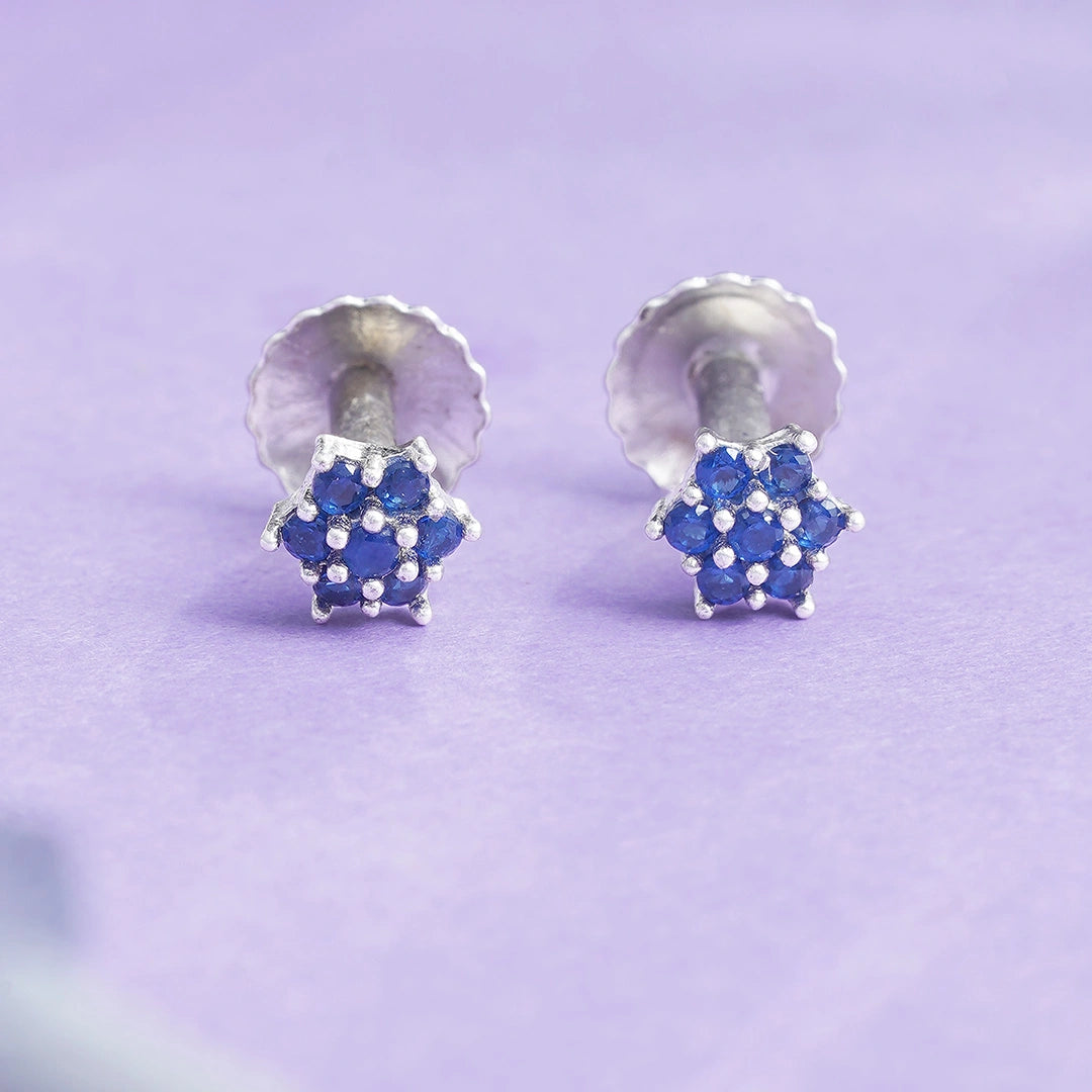 Blue Cluster Stud Earrings