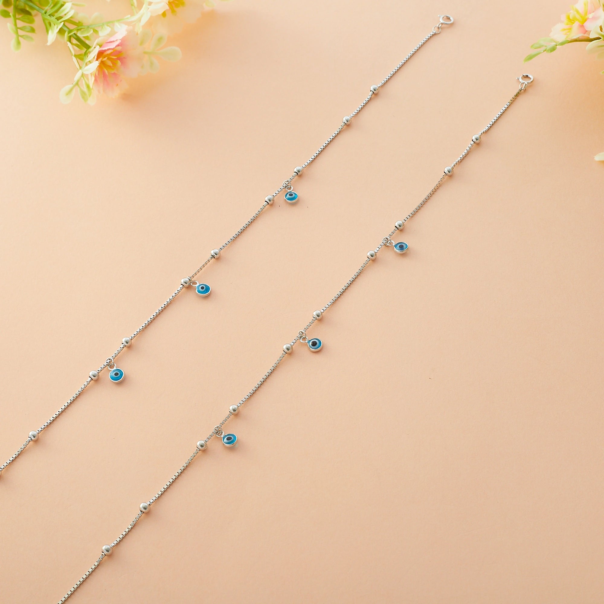 Blue Nazar Eye Motif Anklet Ishna