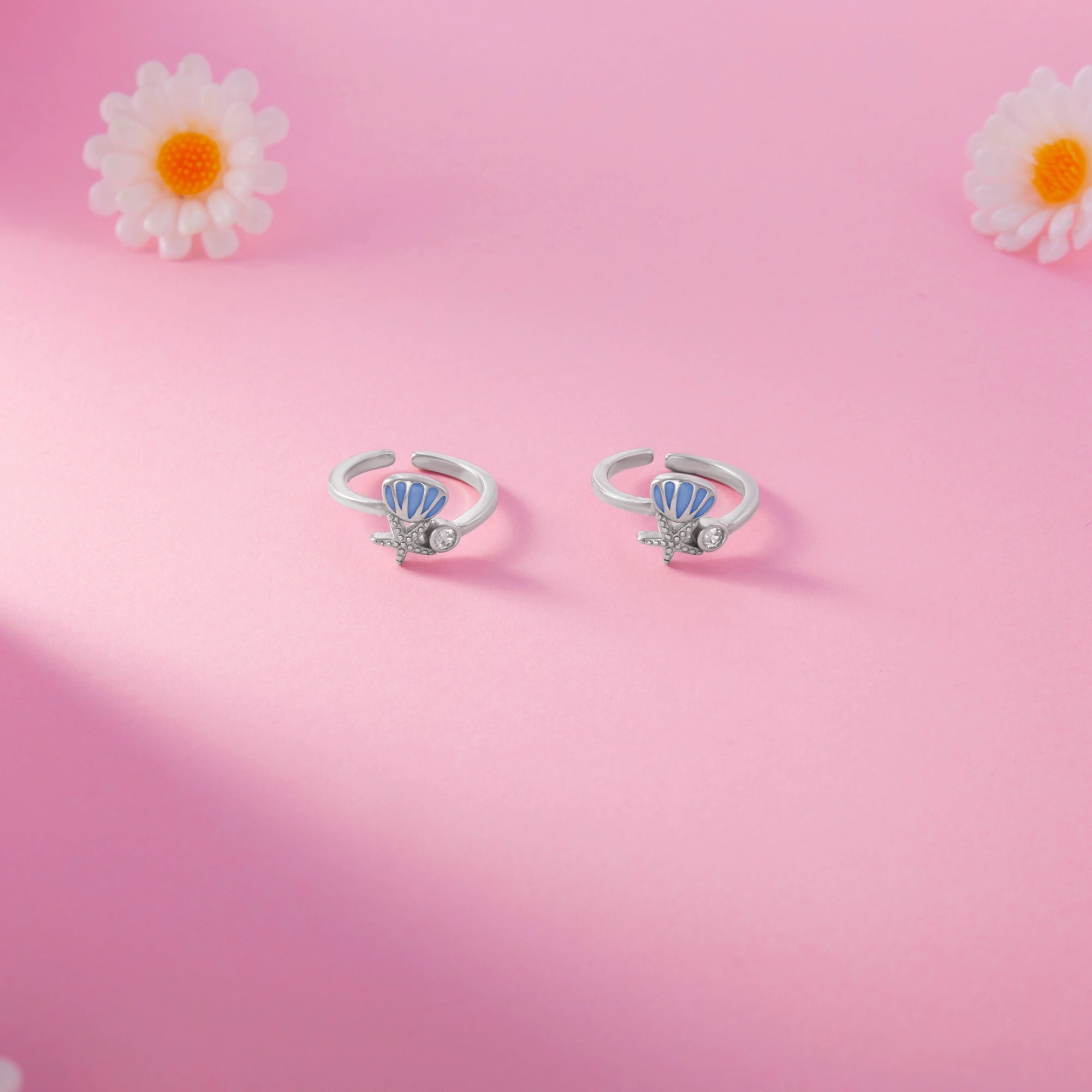 Blue Shell Star Motif Toe Ring Ishna