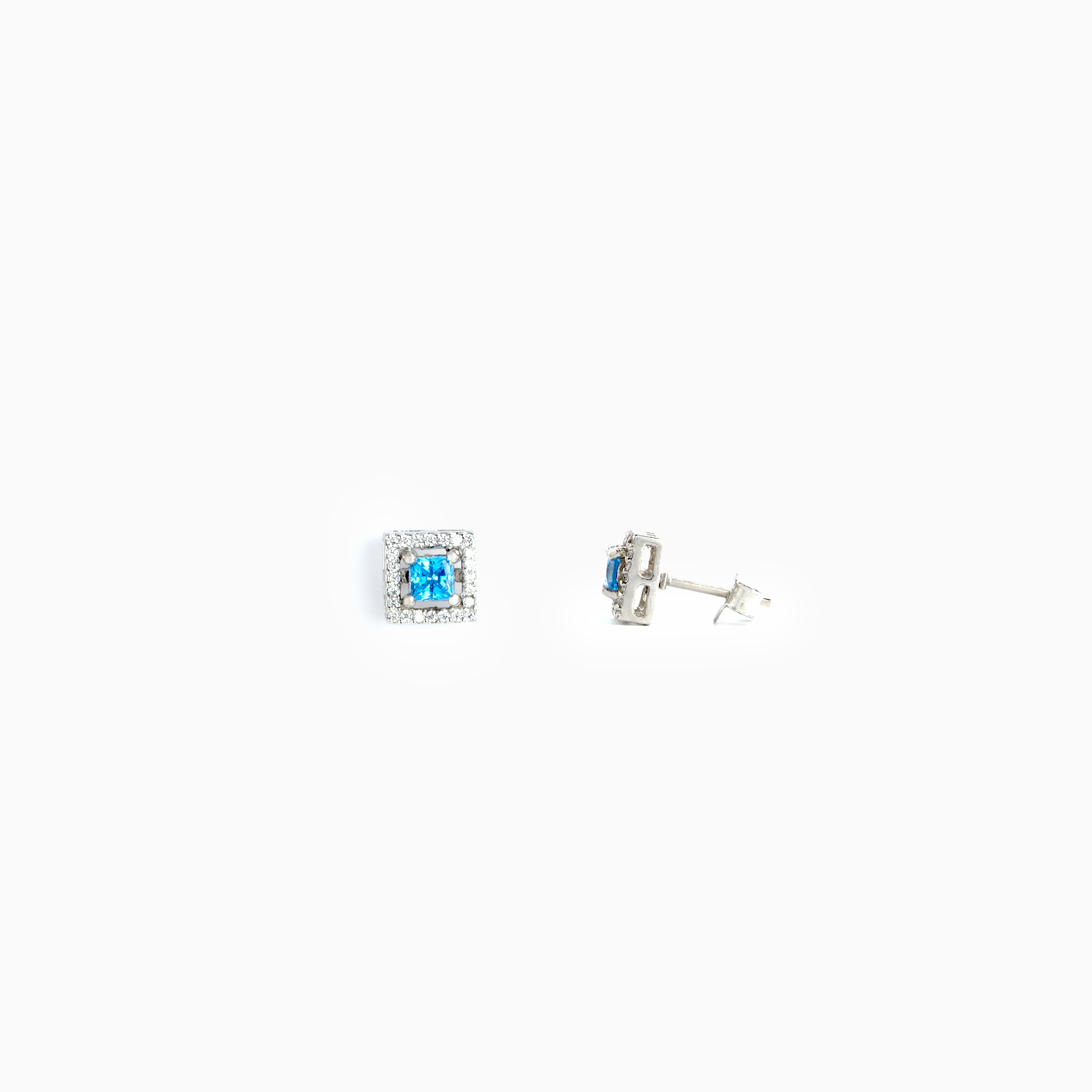 Blue Stone Square 925 Stud Ishna