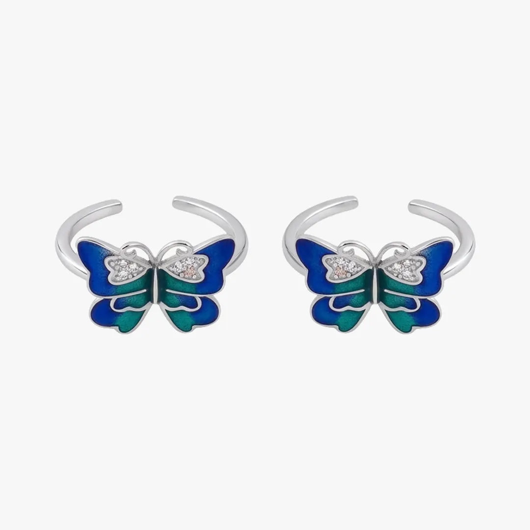 Blue butterfly enamel metti for women