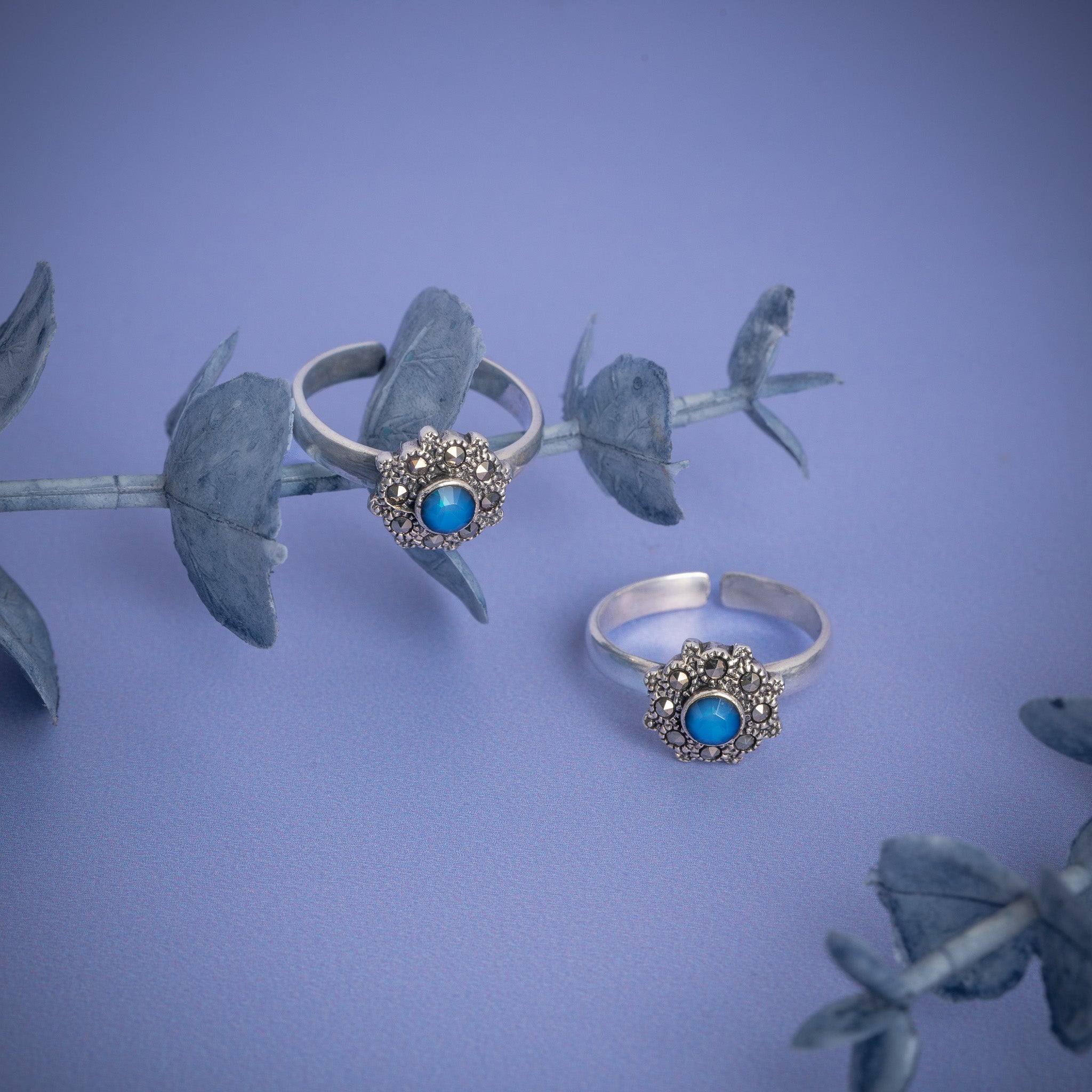 Blue butterfly silver adjustable toe ring