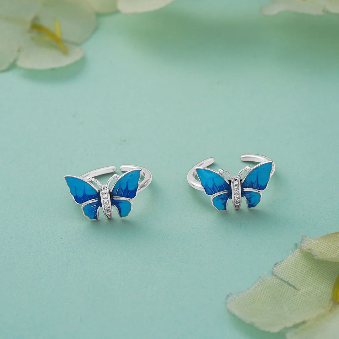 Blue butterfly silver metti design