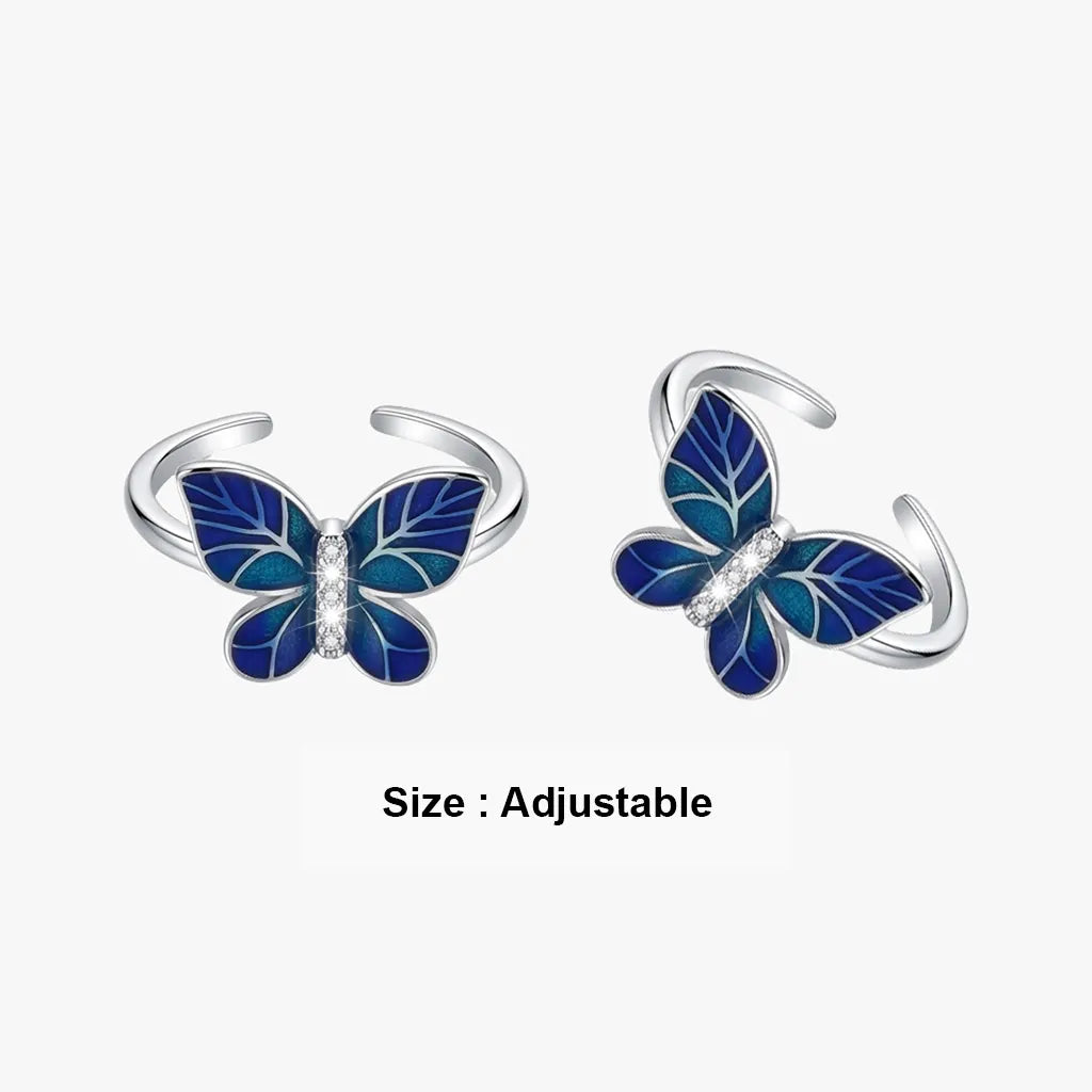 Blue butterfly sterling silver metti for women
