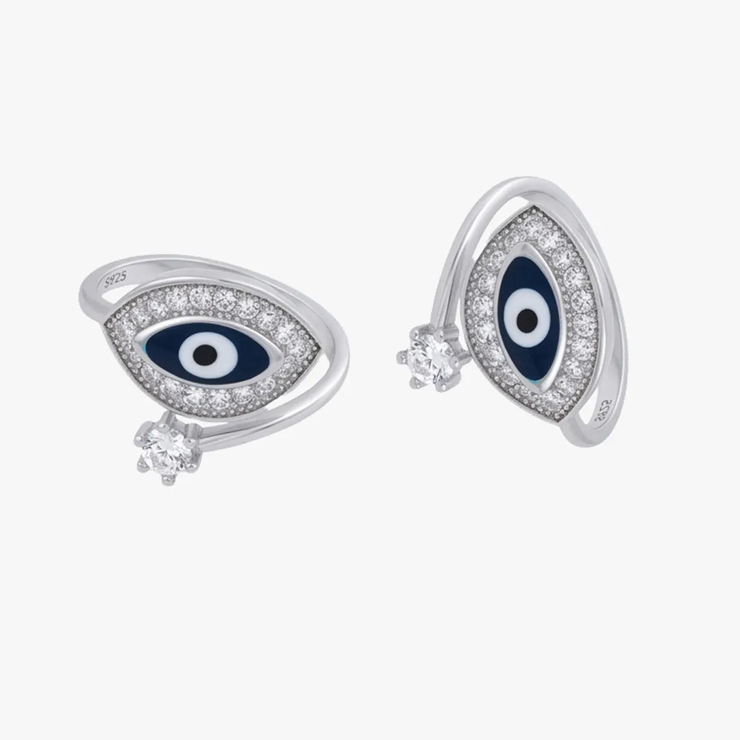 Blue evil eye 925 silver toe ring
