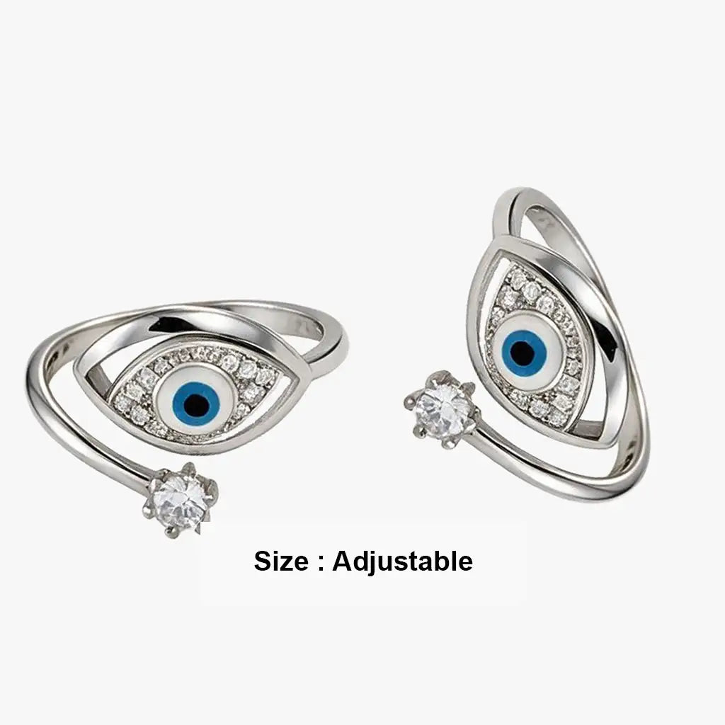 Blue evil eye crystal sterling silver adjustable toe rings
