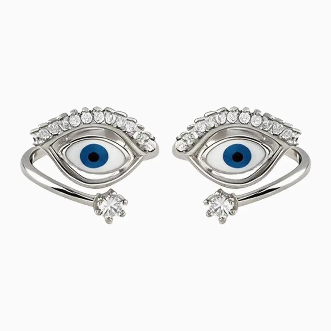Blue evil eye toe rings for women