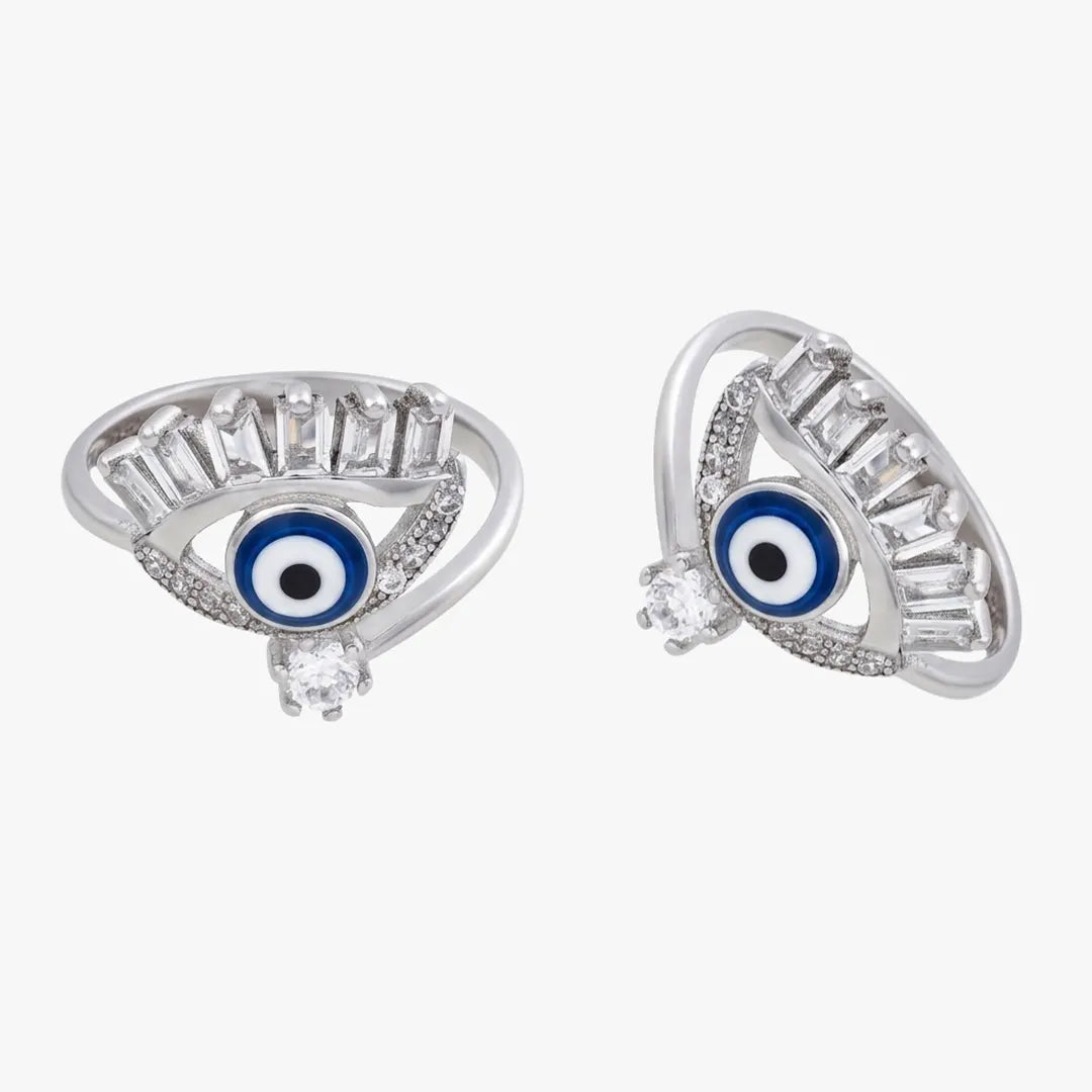 Blue eye motif stone toe ring