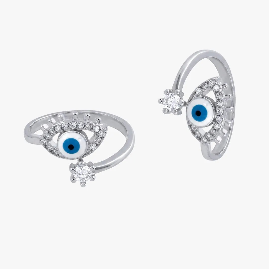 Blue eye stone toe ring in 925 silver