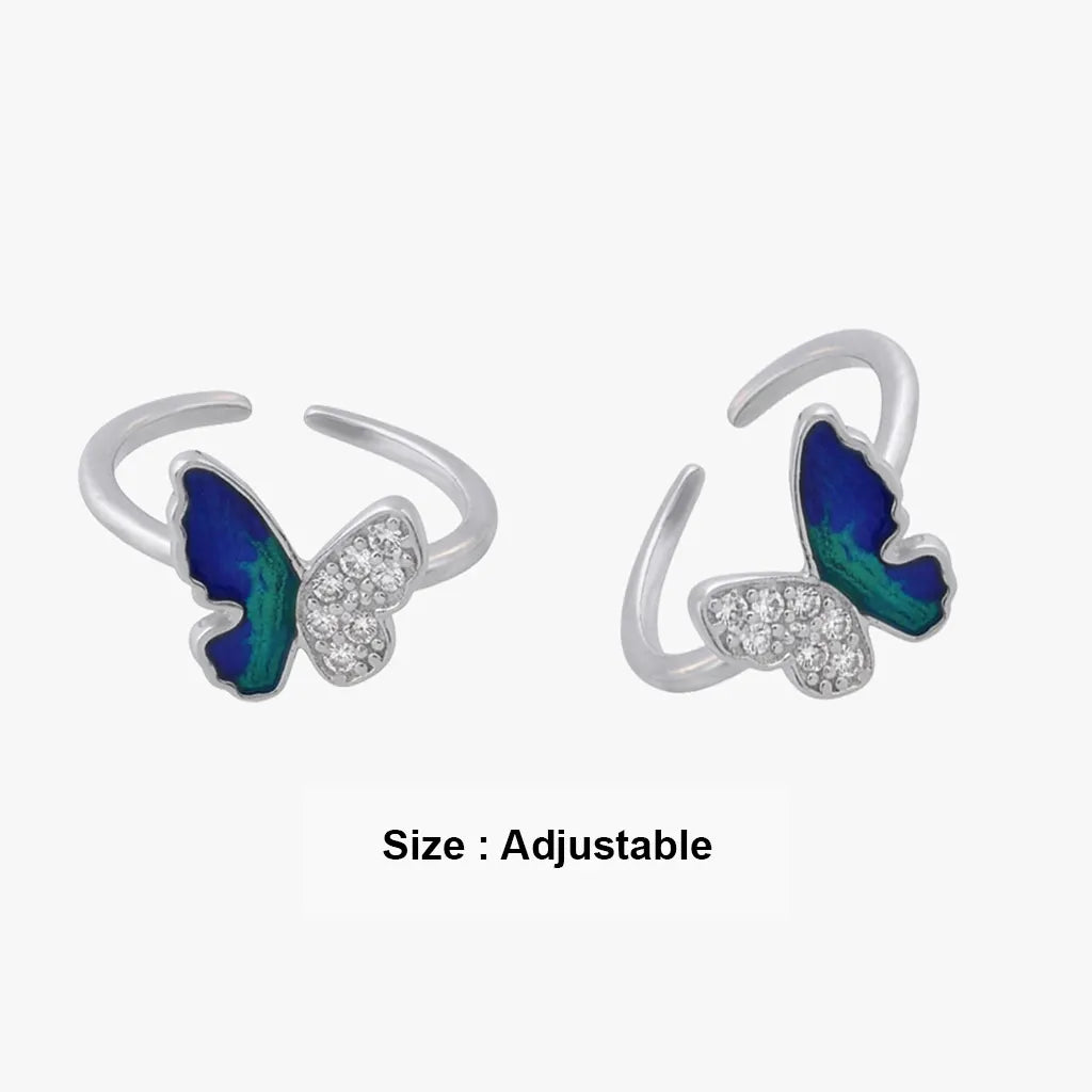 Blue green butterfly 925 silver metti for women